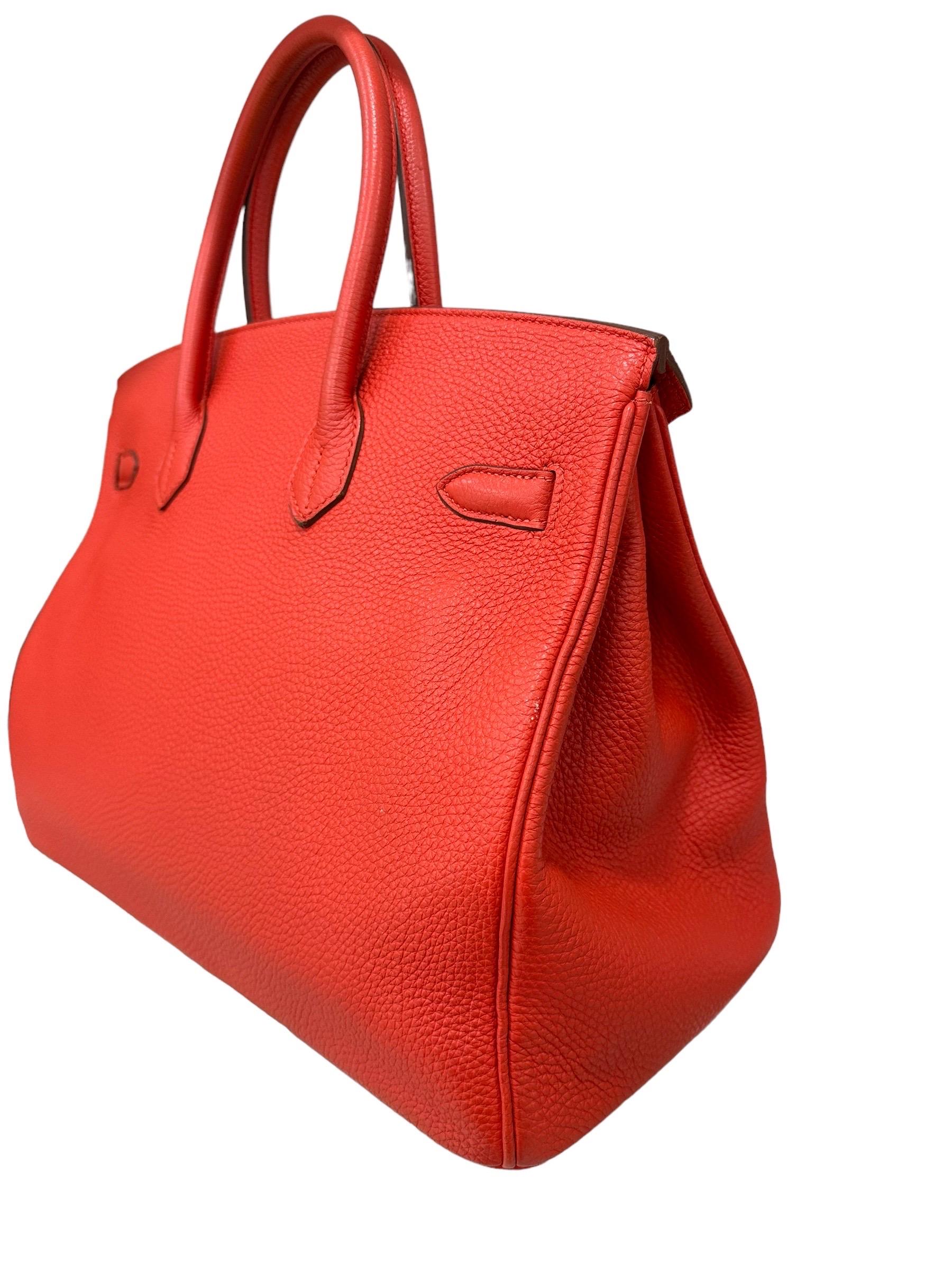 2011 Hermès Birkin 35 Togo Leather Rouge Capucine Top Handle Bag For Sale 4