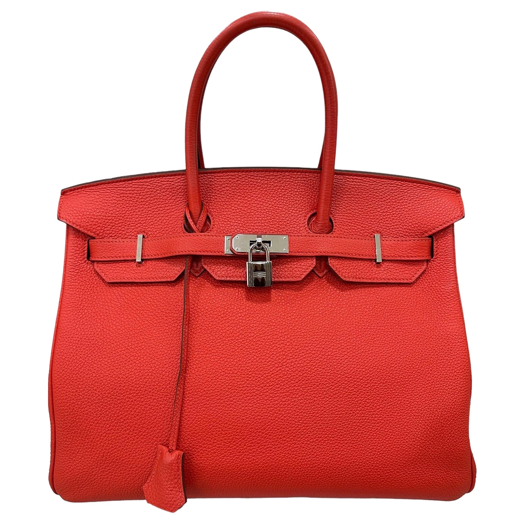 2011 Hermès Birkin 35 Bolso de asa superior de piel de Togo Rouge Capucine en venta