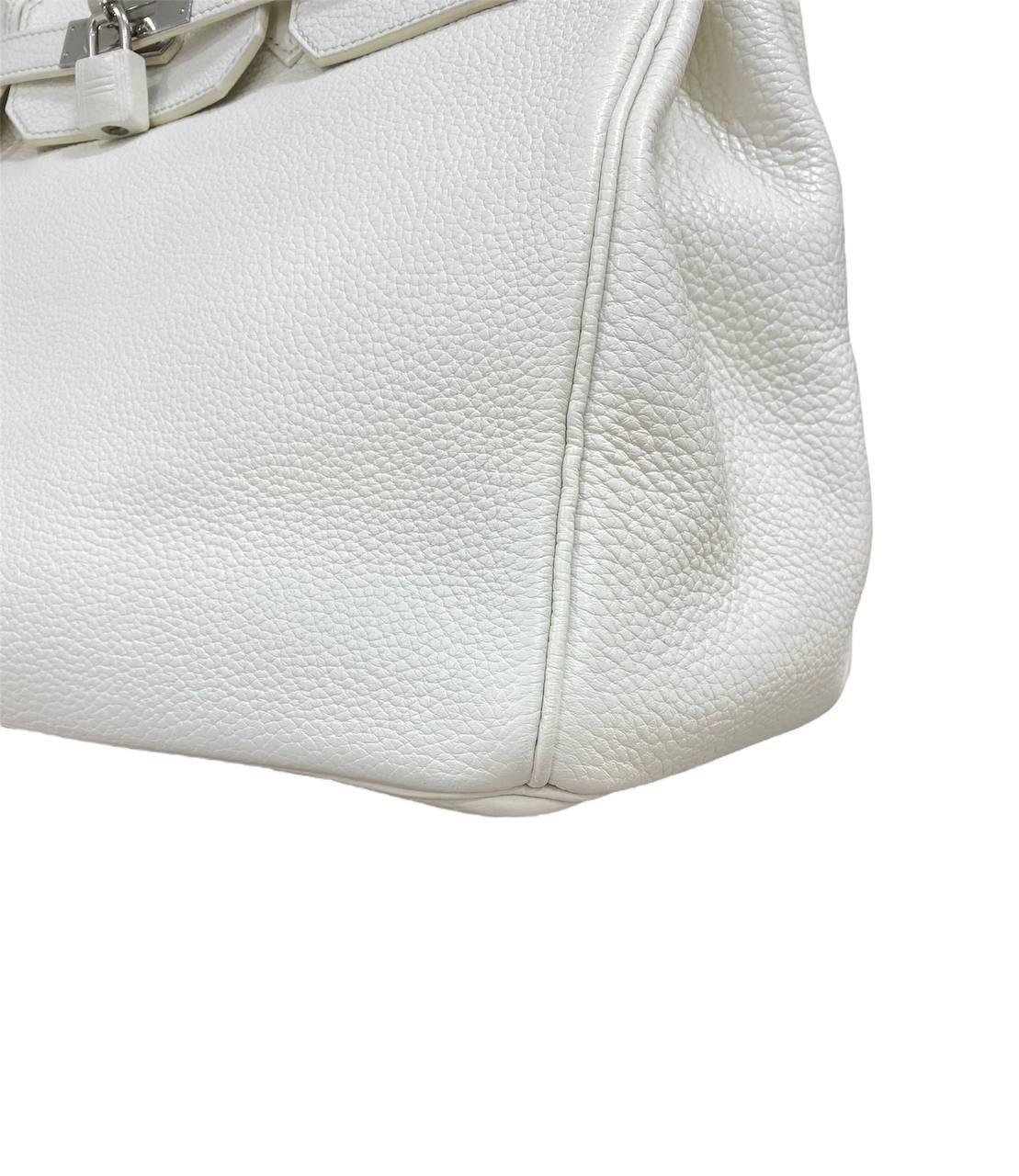 2011 Hermès Birkin 40 White Clemence Leather Top Handle Bag  For Sale 4