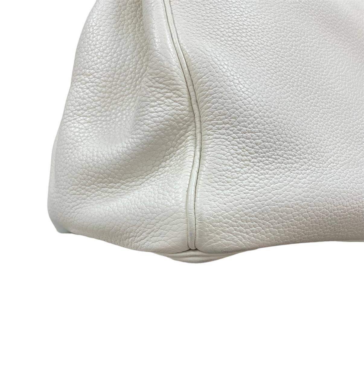 2011 Hermès Birkin 40 White Clemence Leather Top Handle Bag  For Sale 5