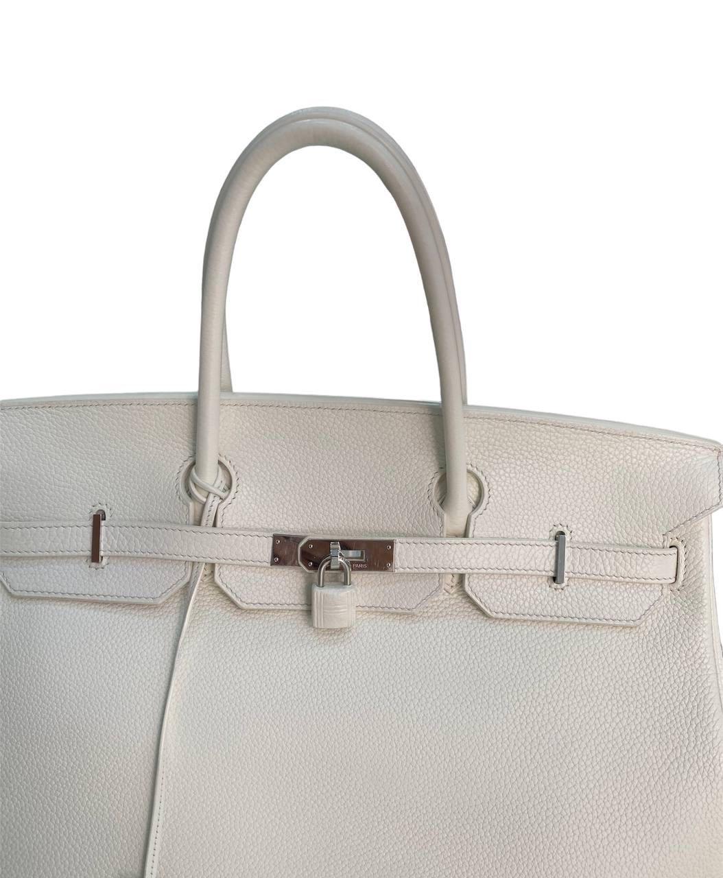 2011 Hermès Birkin 40 White Clemence Leather Top Handle Bag  For Sale 7