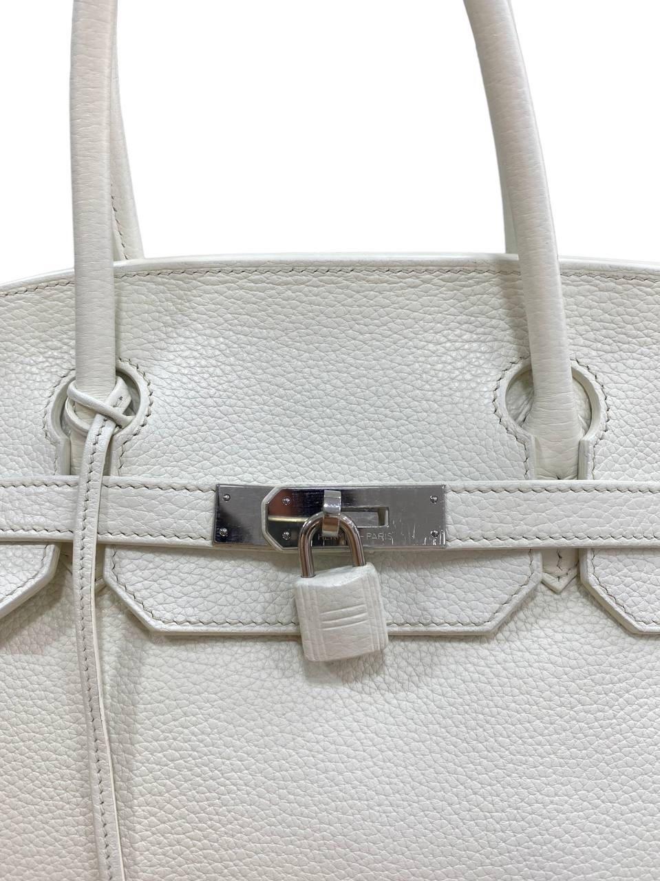 2011 Hermès Birkin 40 White Clemence Leather Top Handle Bag  For Sale 8