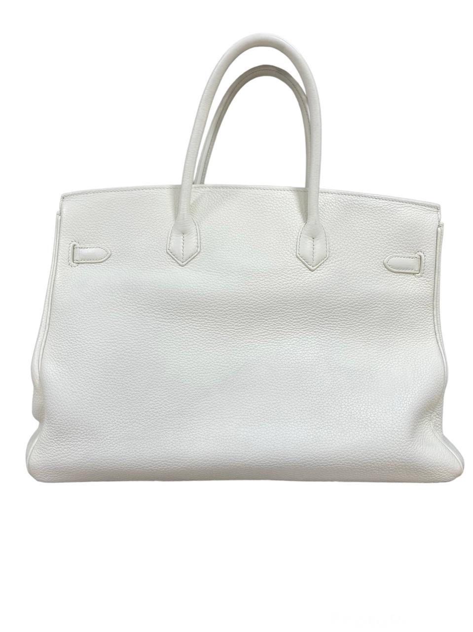 2011 Hermès Birkin 40 White Clemence Leather Top Handle Bag  In Excellent Condition For Sale In Torre Del Greco, IT