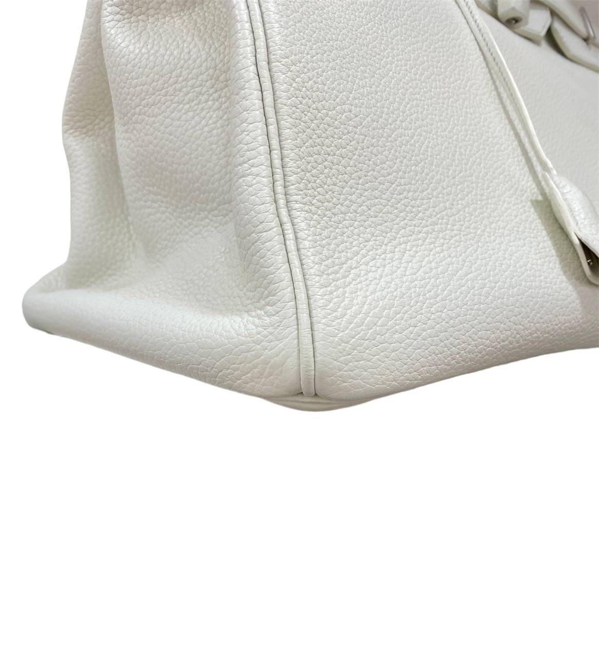 2011 Hermès Birkin 40 White Clemence Leather Top Handle Bag  For Sale 3
