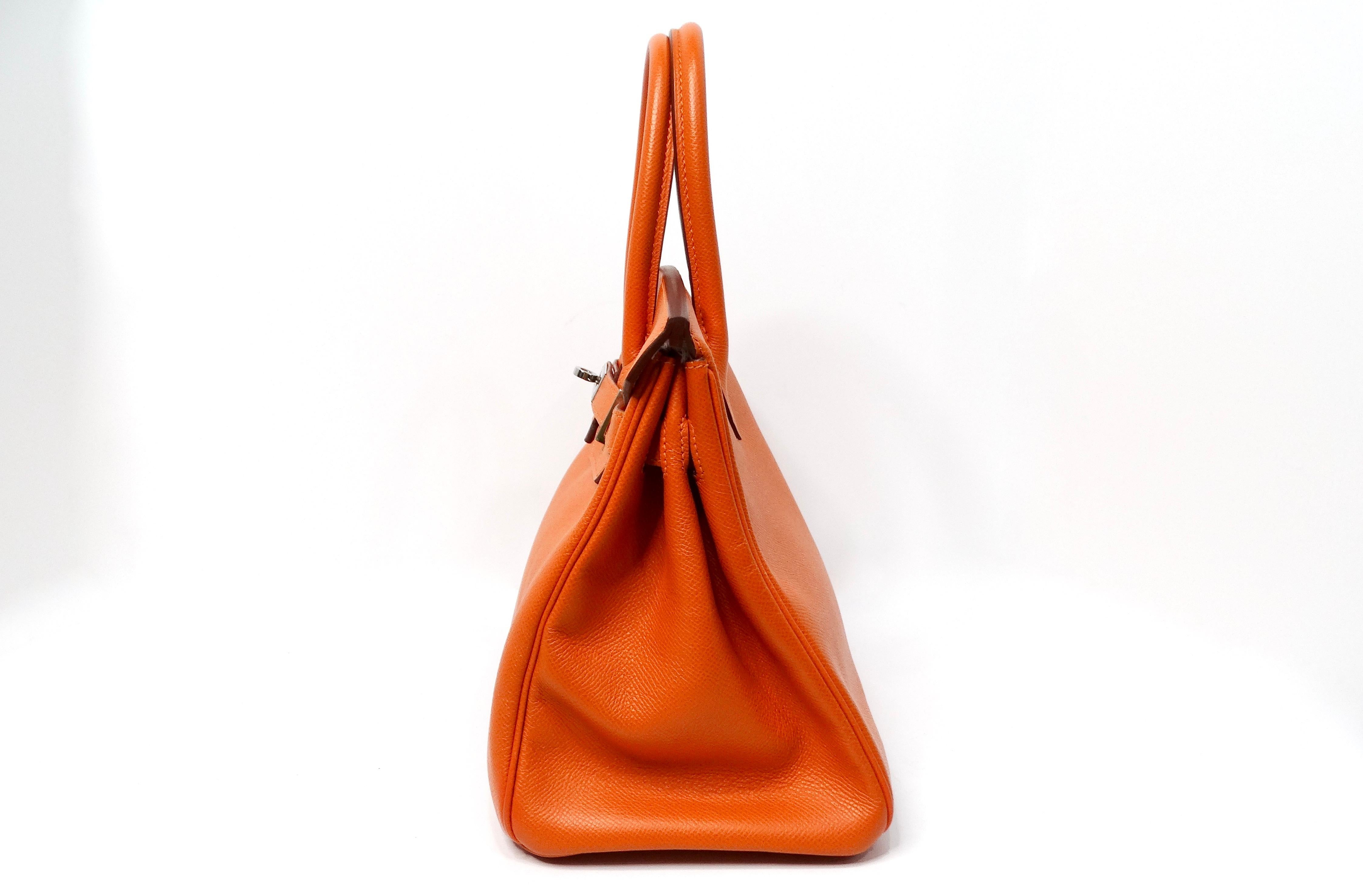 2011 Hermes Birkin Orange Epsom Leather Handbag In Good Condition For Sale In Scottsdale, AZ