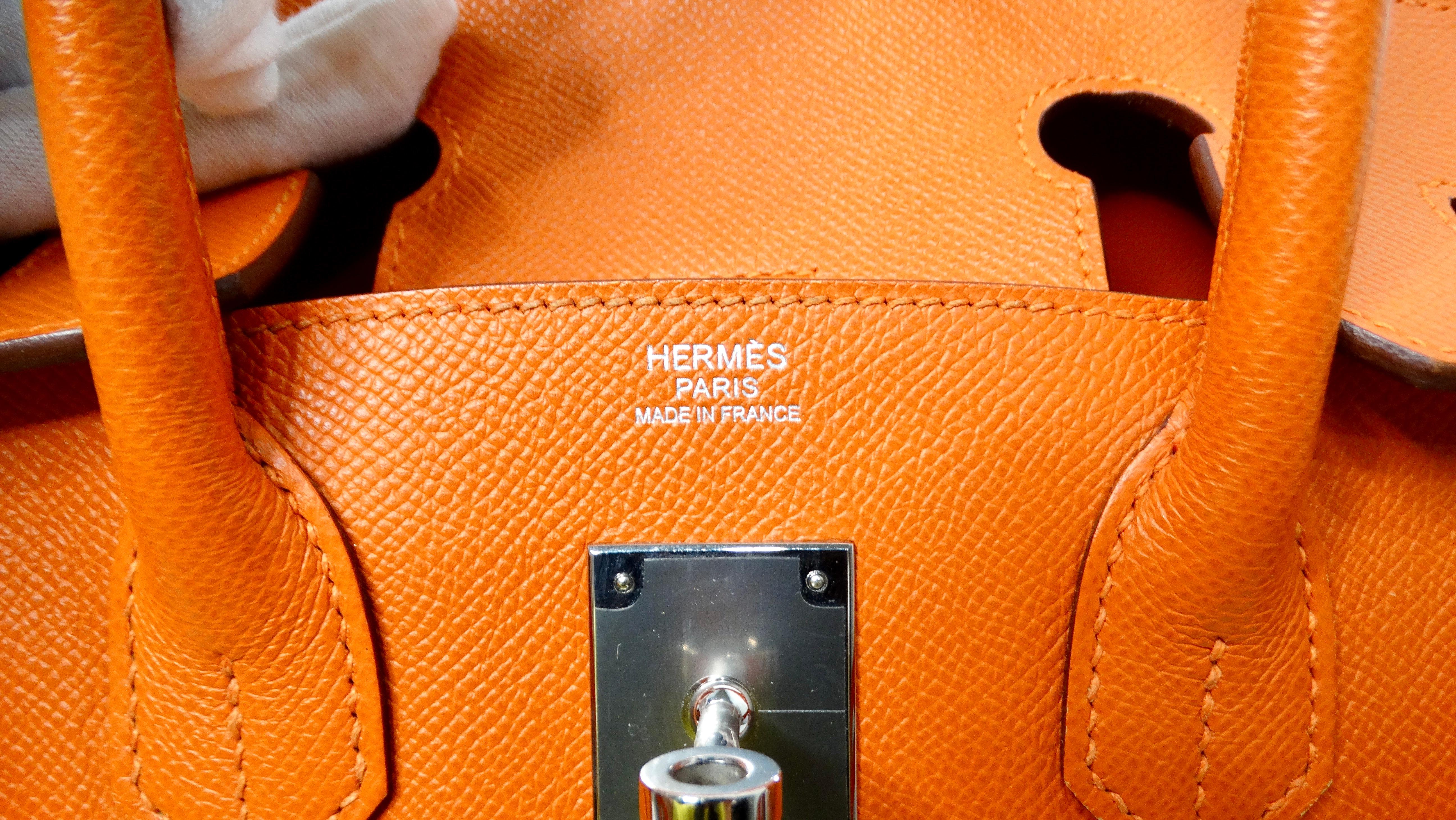 2011 Hermes Birkin Orange Epsom Leather Handbag For Sale 4