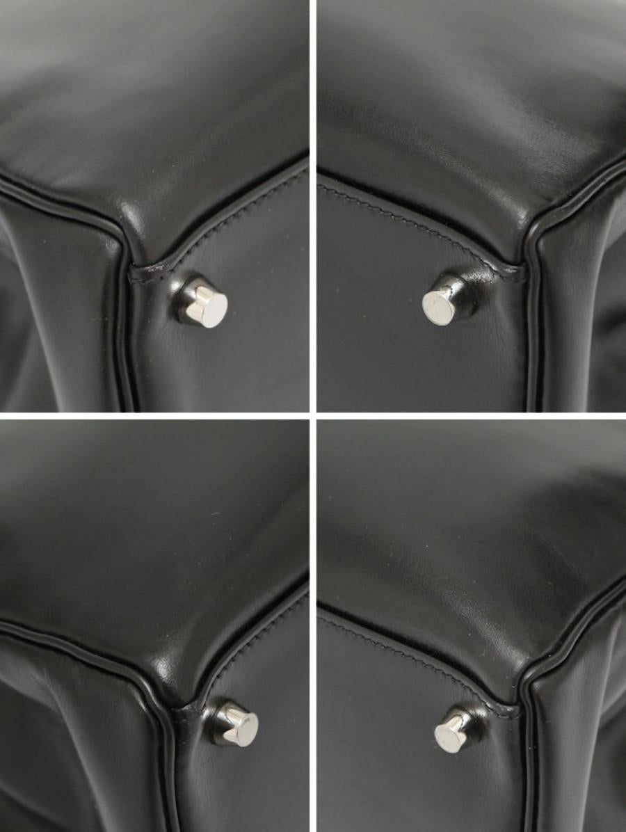 2011 Hermès negro Kelly 35 caja cuero plata hardware en venta 2