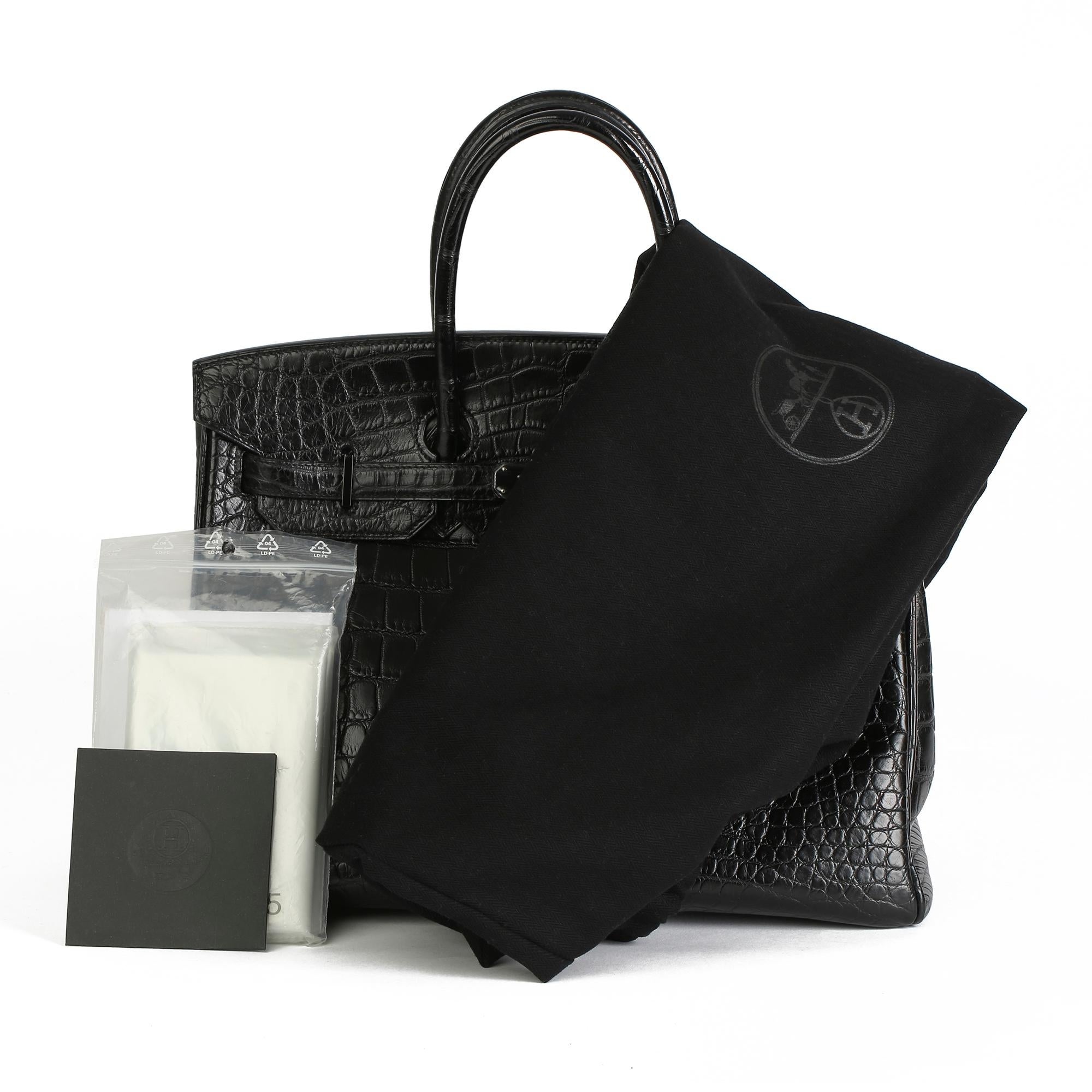 2011 Hermes Black Matte Alligator Leather SO Black Birkin 35cm 4