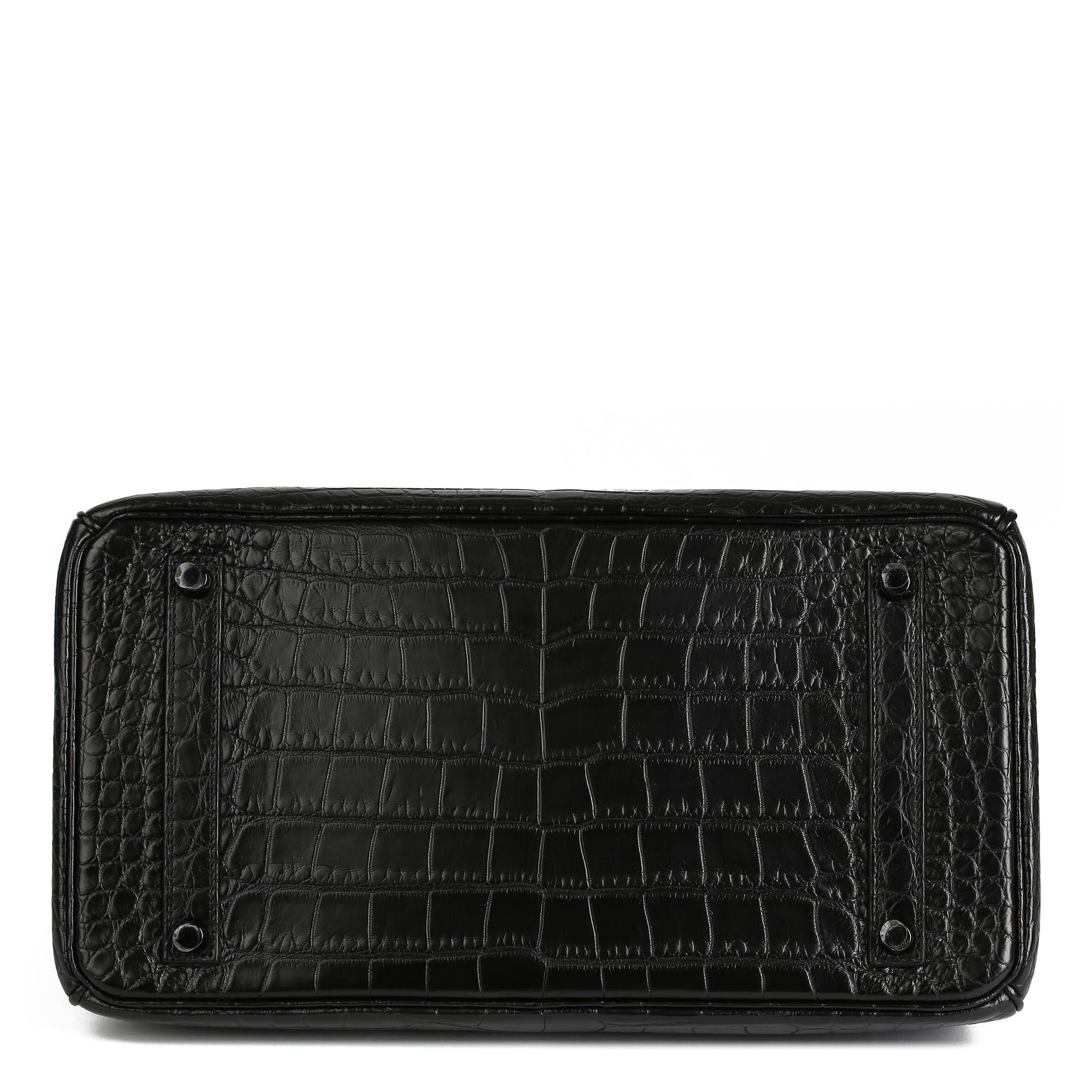 2011 Hermes Black Matte Alligator Leather SO Black Birkin 35cm In Excellent Condition In Bishop's Stortford, Hertfordshire