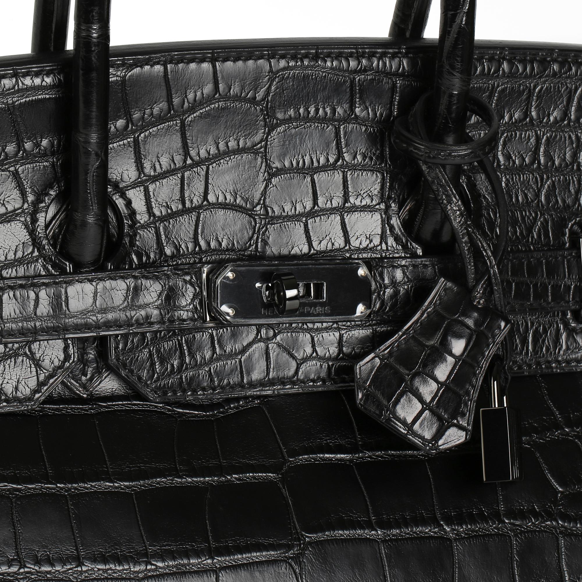 2011 Hermes Black Matte Alligator Leather SO Black Birkin 35cm 1