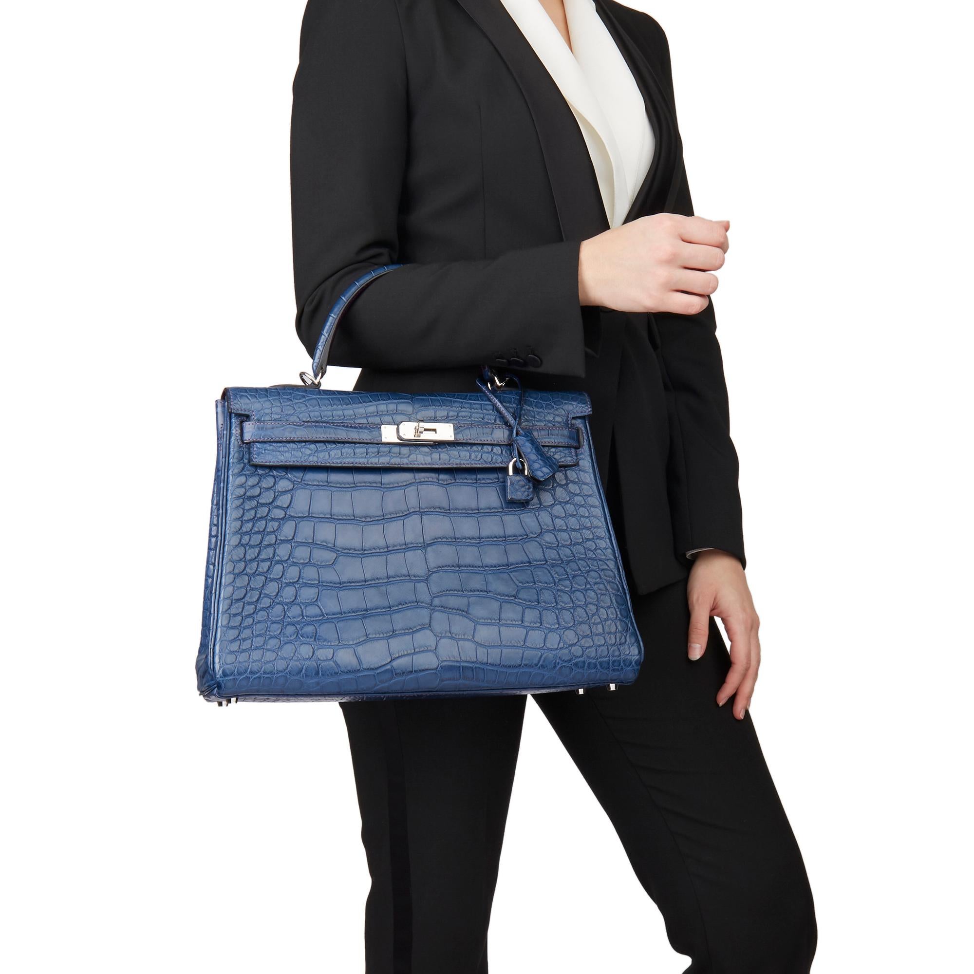 2011 Hermès Bleu de Malte & Anemone Matte Alligatorleder Kelly 35cm Retoure 6