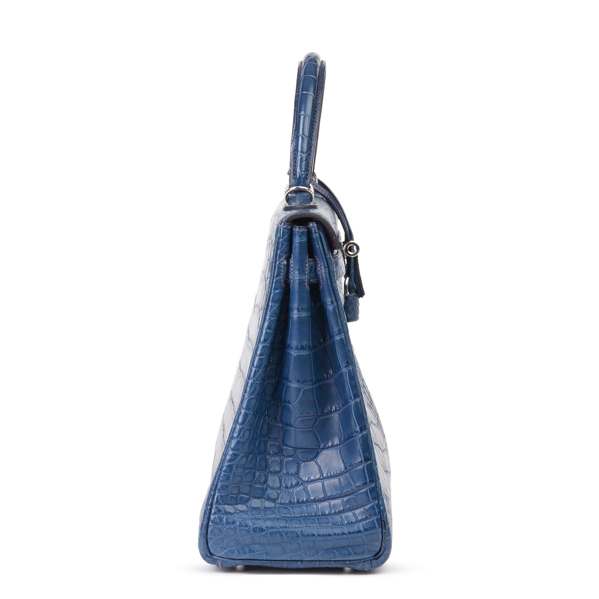2011 Hermès Bleu de Malte & Anemone Matte Alligatorleder Kelly 35cm Retoure (Violett)
