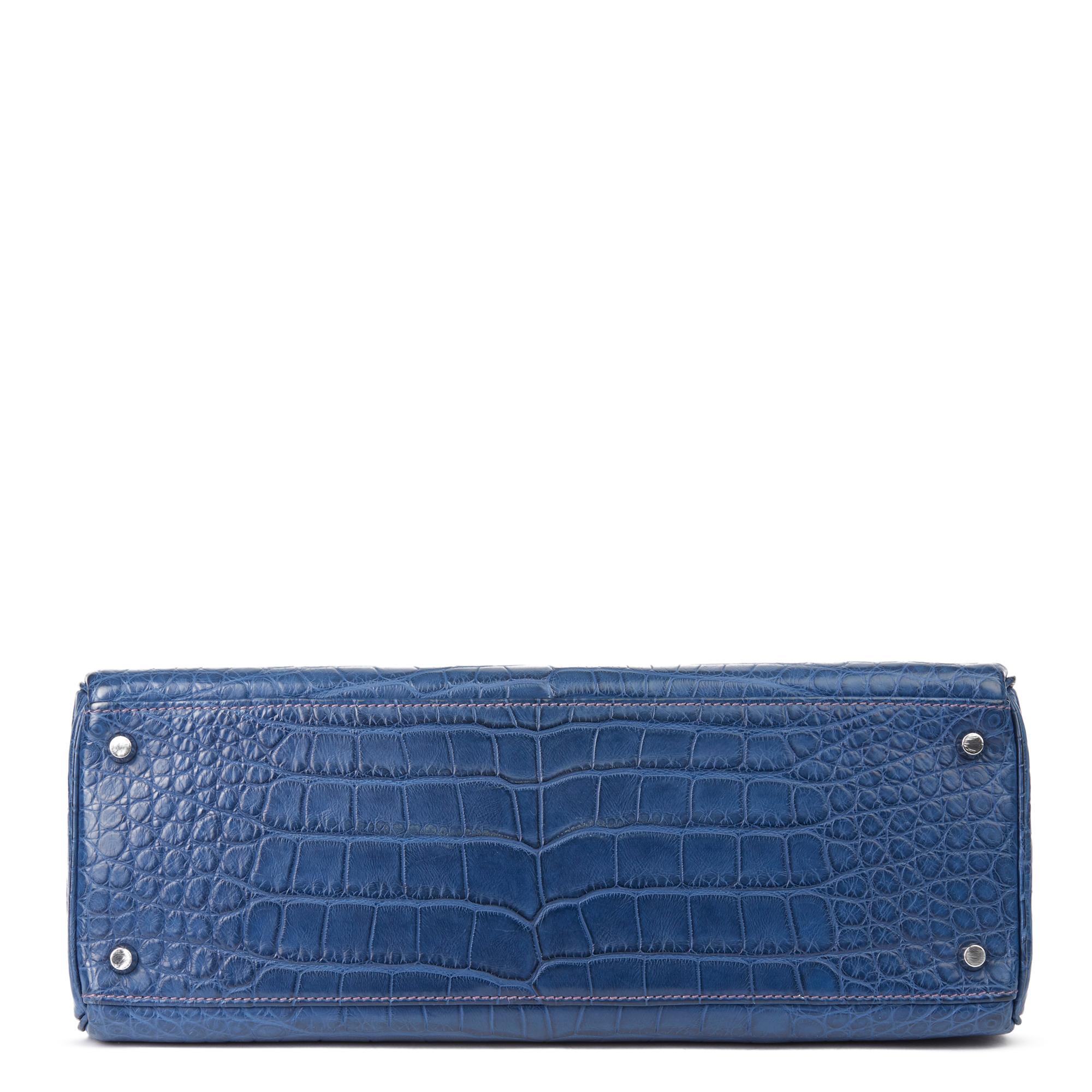 Women's 2011 Hermès Bleu de Malte & Anemone Matte Alligator Leather Kelly 35cm Retourne