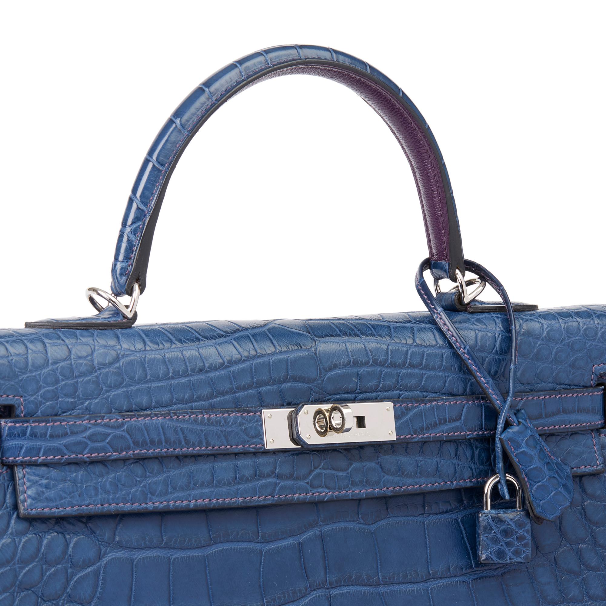 2011 Hermès Bleu de Malte & Anemone Matte Alligatorleder Kelly 35cm Retoure 1