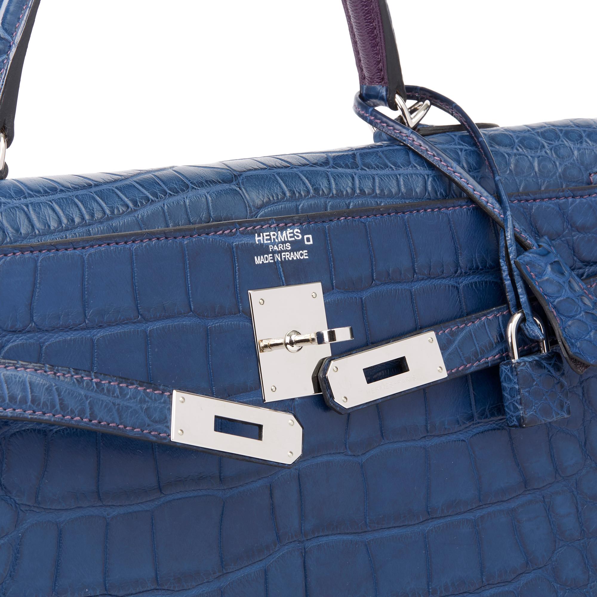 2011 Hermès Bleu de Malte & Anemone Matte Alligatorleder Kelly 35cm Retoure 2