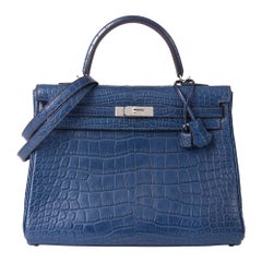 2011 Hermès Bleu de Malte & Anemone Matte Alligatorleder Kelly 35cm Retoure