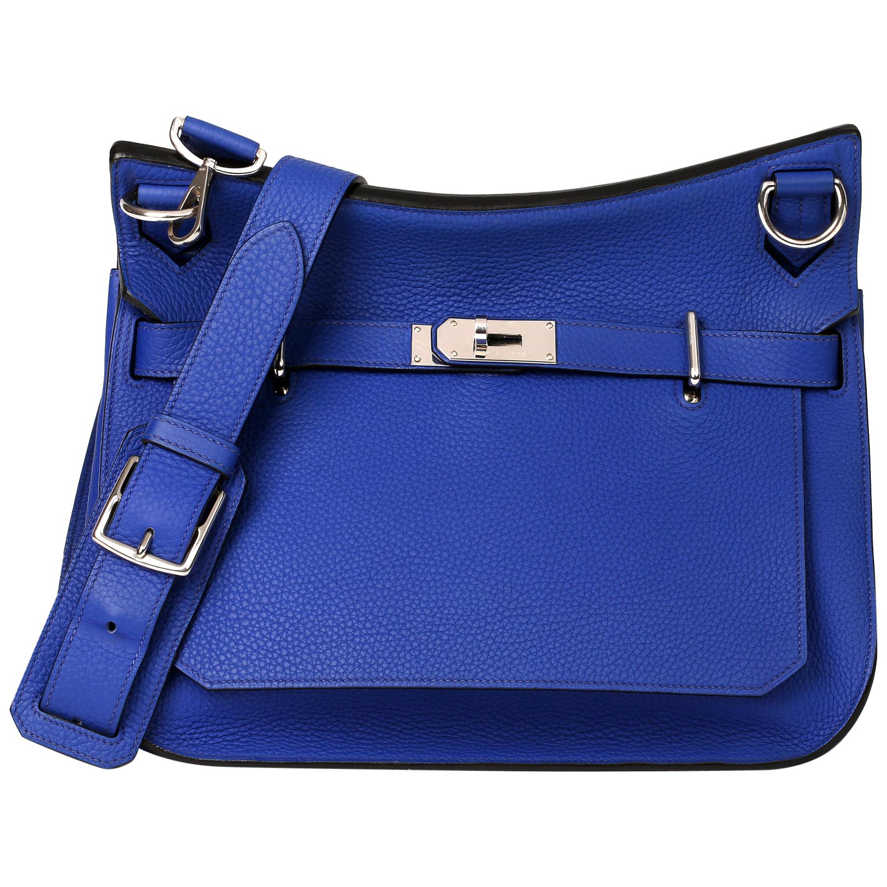 2011 Hermès Blue Electric Clemence Leather Jypsiere 34