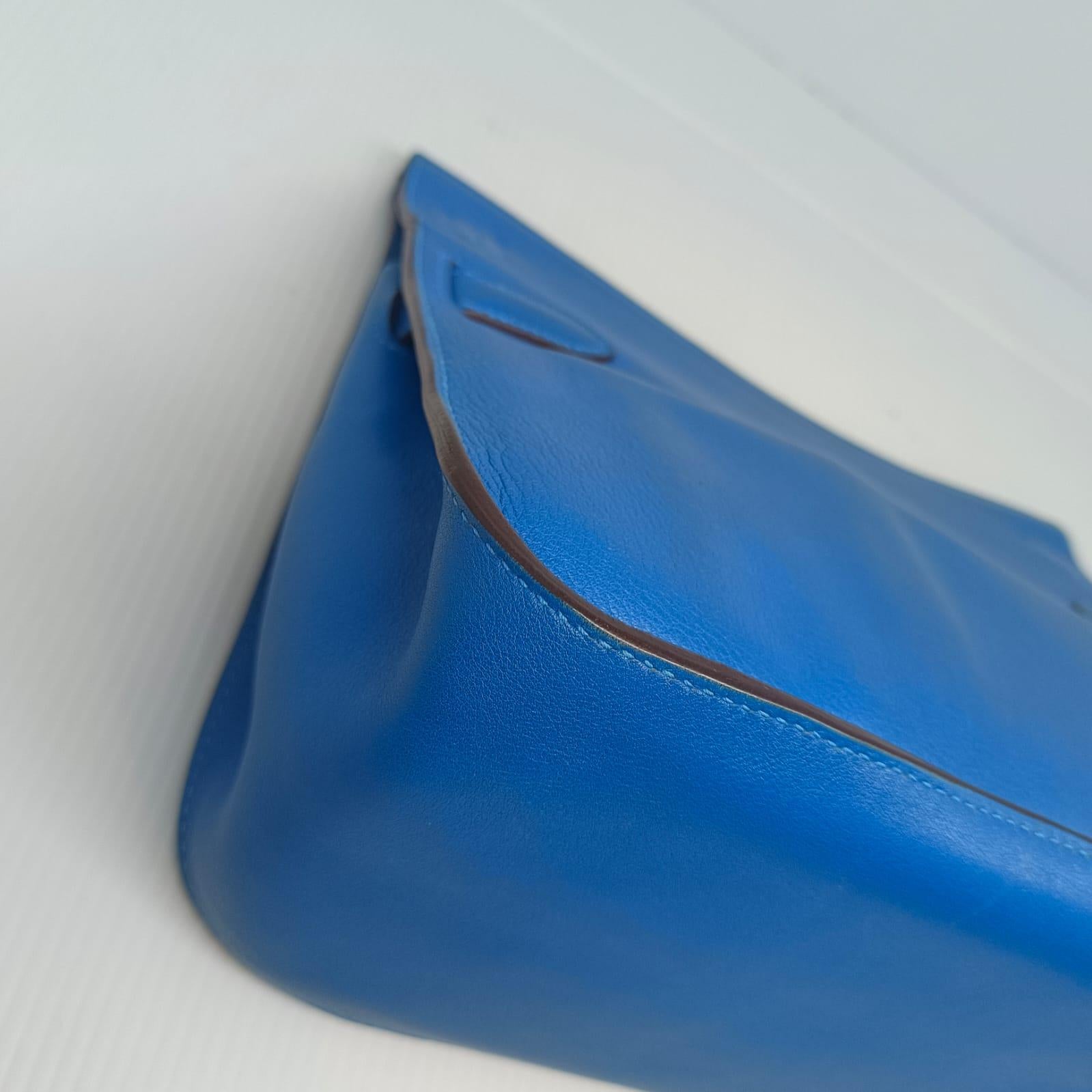 2011 Hermes Blue Mykonos Swift Leather Jypsiere 28 Bag 6