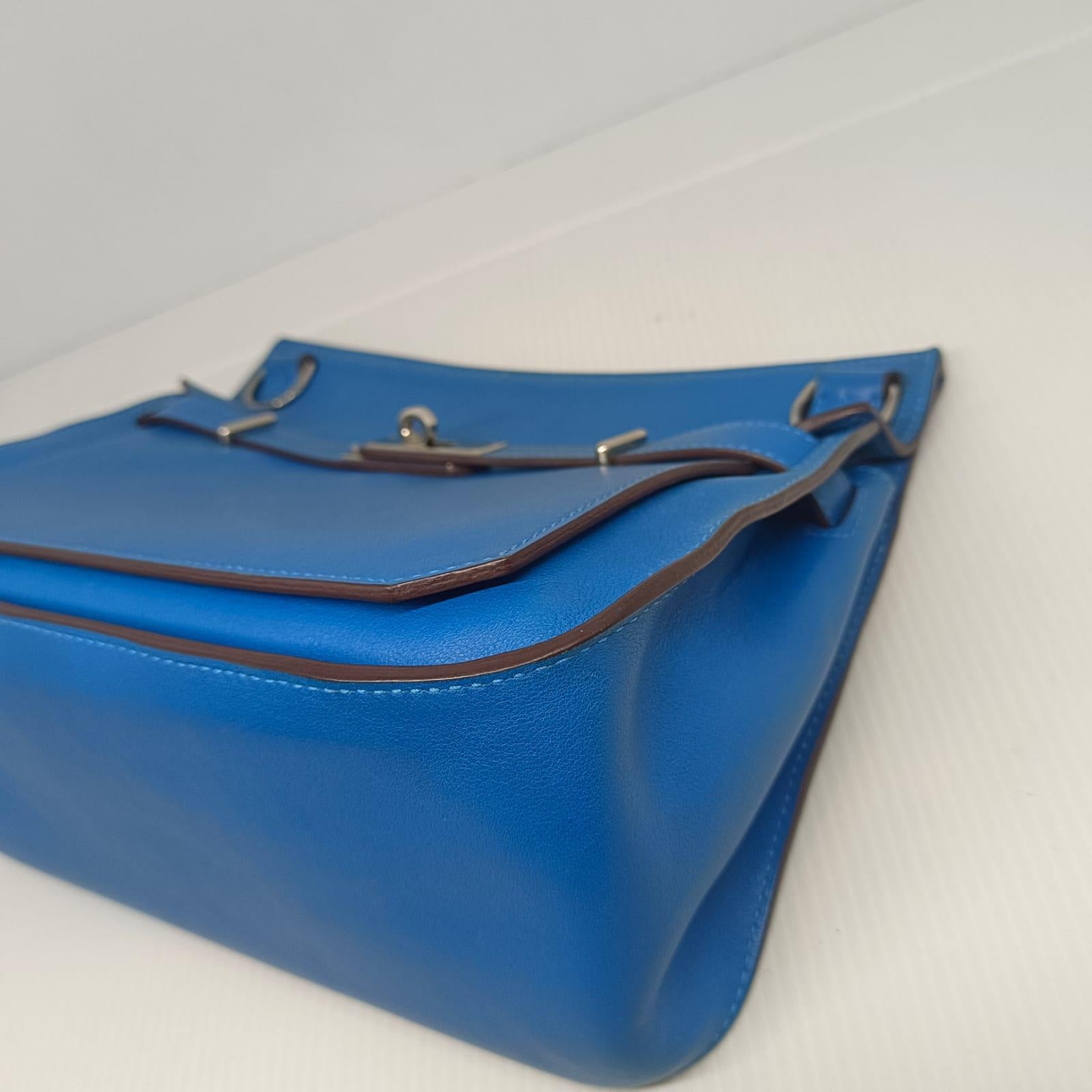 2011 Hermes Blue Mykonos Swift Leather Jypsiere 28 Bag For Sale 8