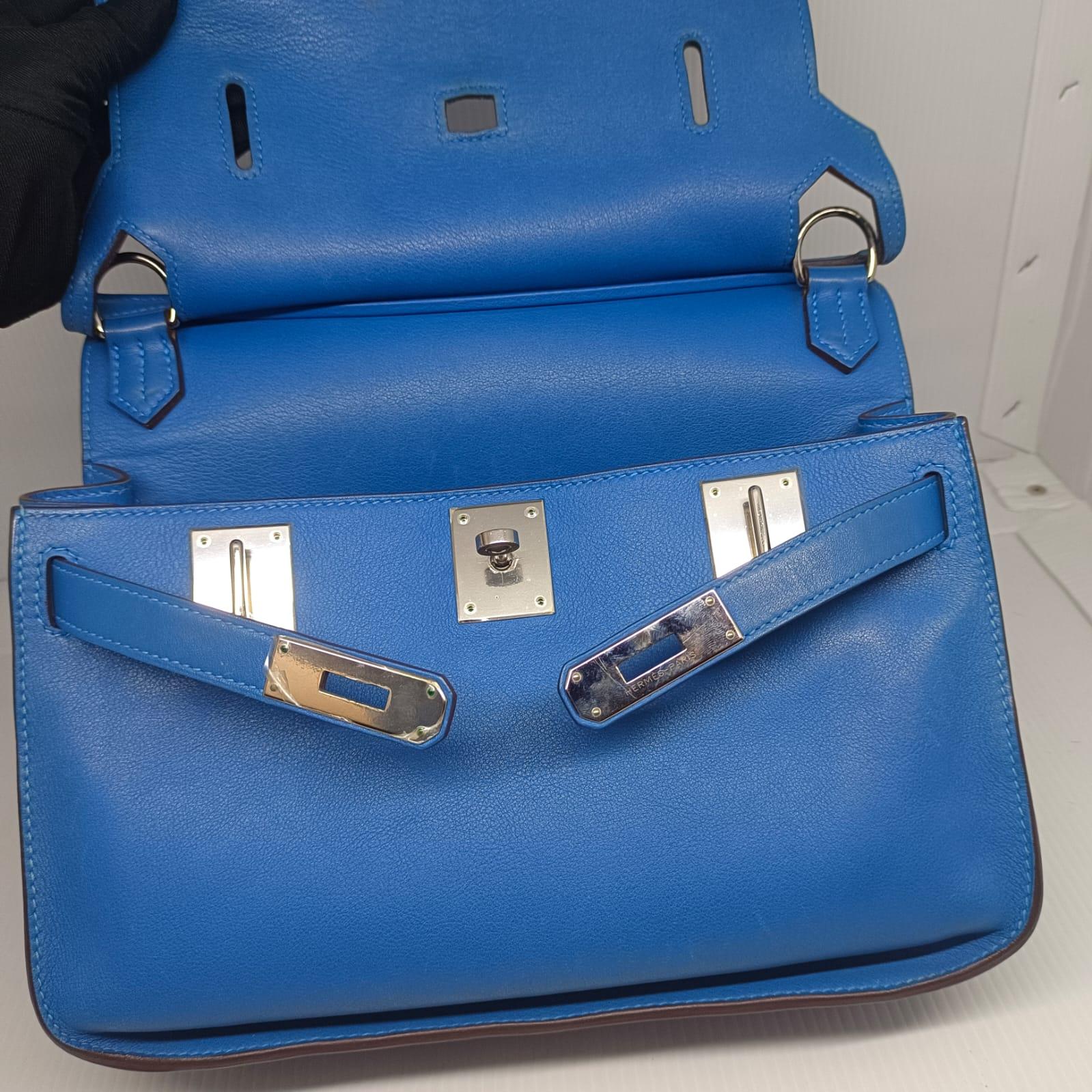 2011 Hermes Blue Mykonos Swift Leather Jypsiere 28 Bag For Sale 3