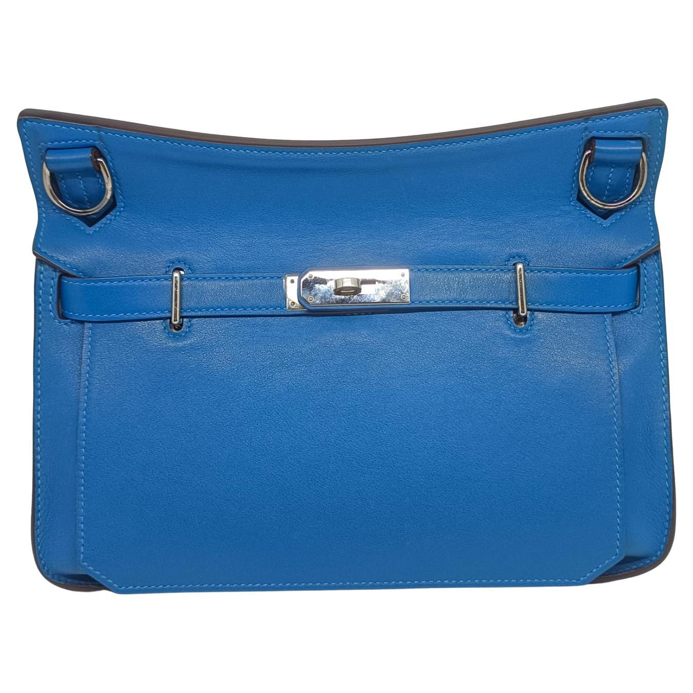 2011 Hermes Blue Mykonos Swift Leather Jypsiere 28 Bag For Sale