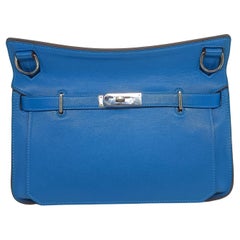 Used 2011 Hermes Blue Mykonos Swift Leather Jypsiere 28 Bag