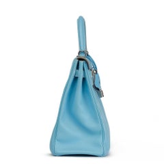 2011 Hermes Celeste & Mykonos Epsom Leather Kelly 35cm Retourne