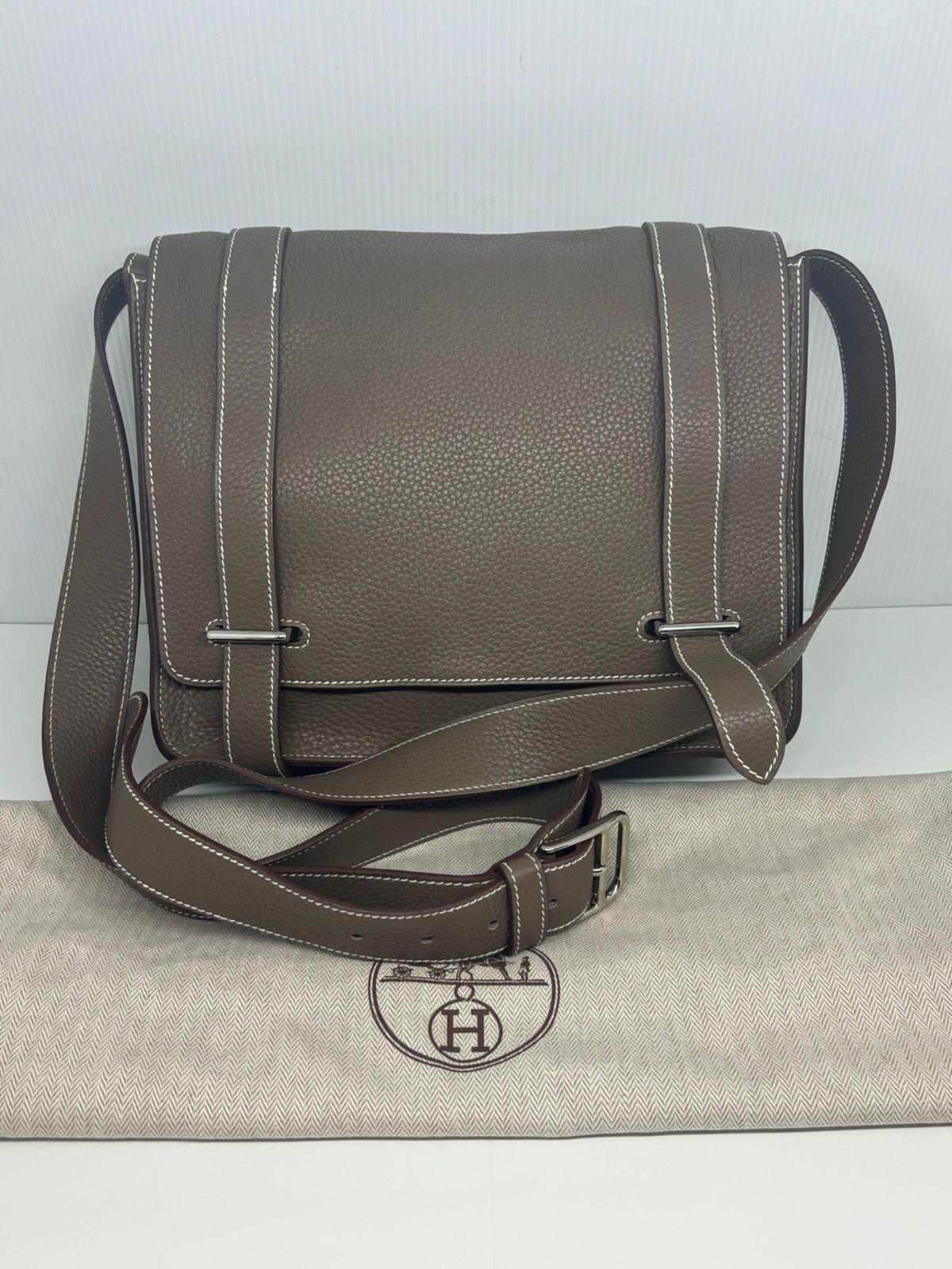 2011 Hermes Etoupe Clemence Steve Caporal 28 Messenger Bag 8