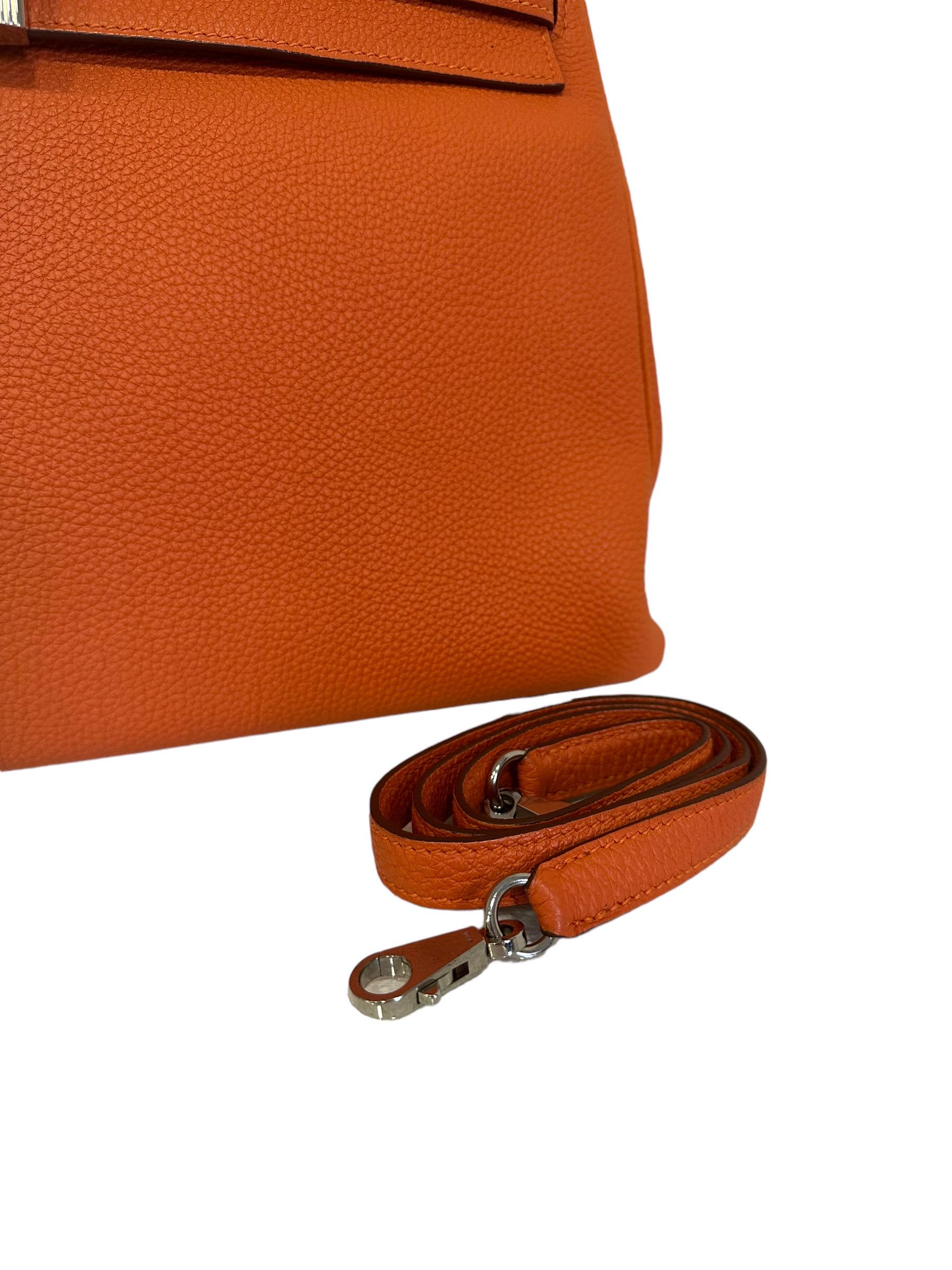 2011 Hermès Kelly 35 Fjord Leather Orange Top Handle Bag  4