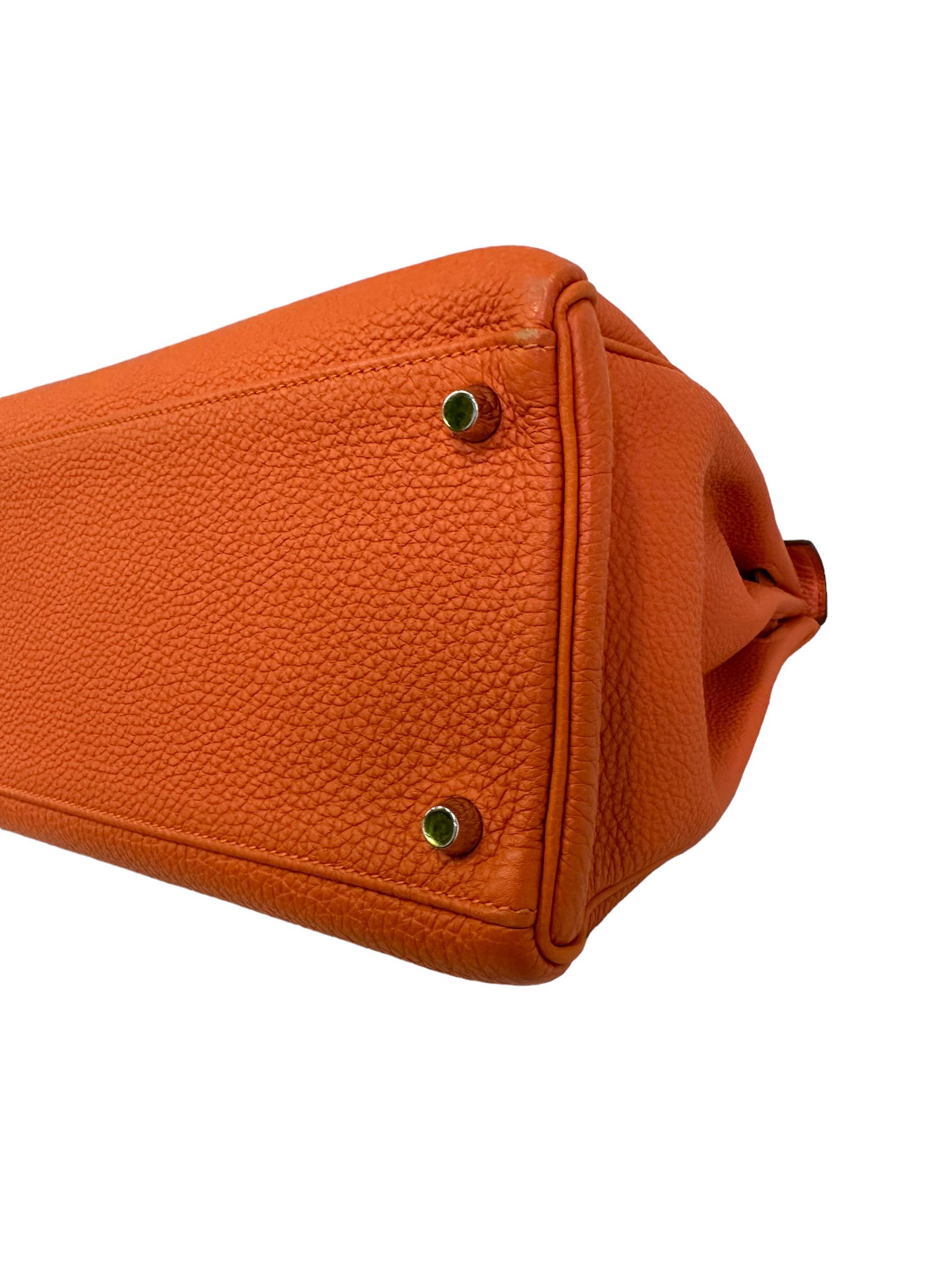 2011 Hermès Kelly 35 Fjord Leather Orange Top Handle Bag  8