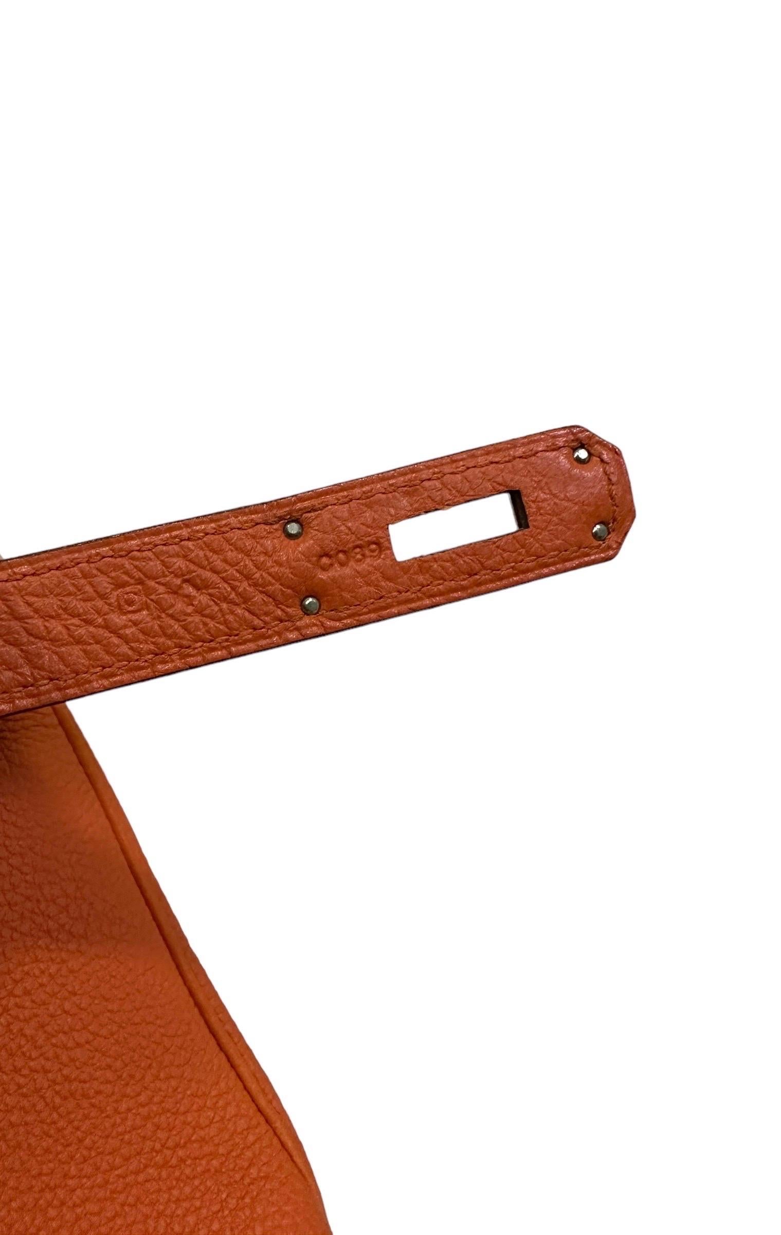 2011 Hermès Kelly 35 Fjord Leather Orange Top Handle Bag  9
