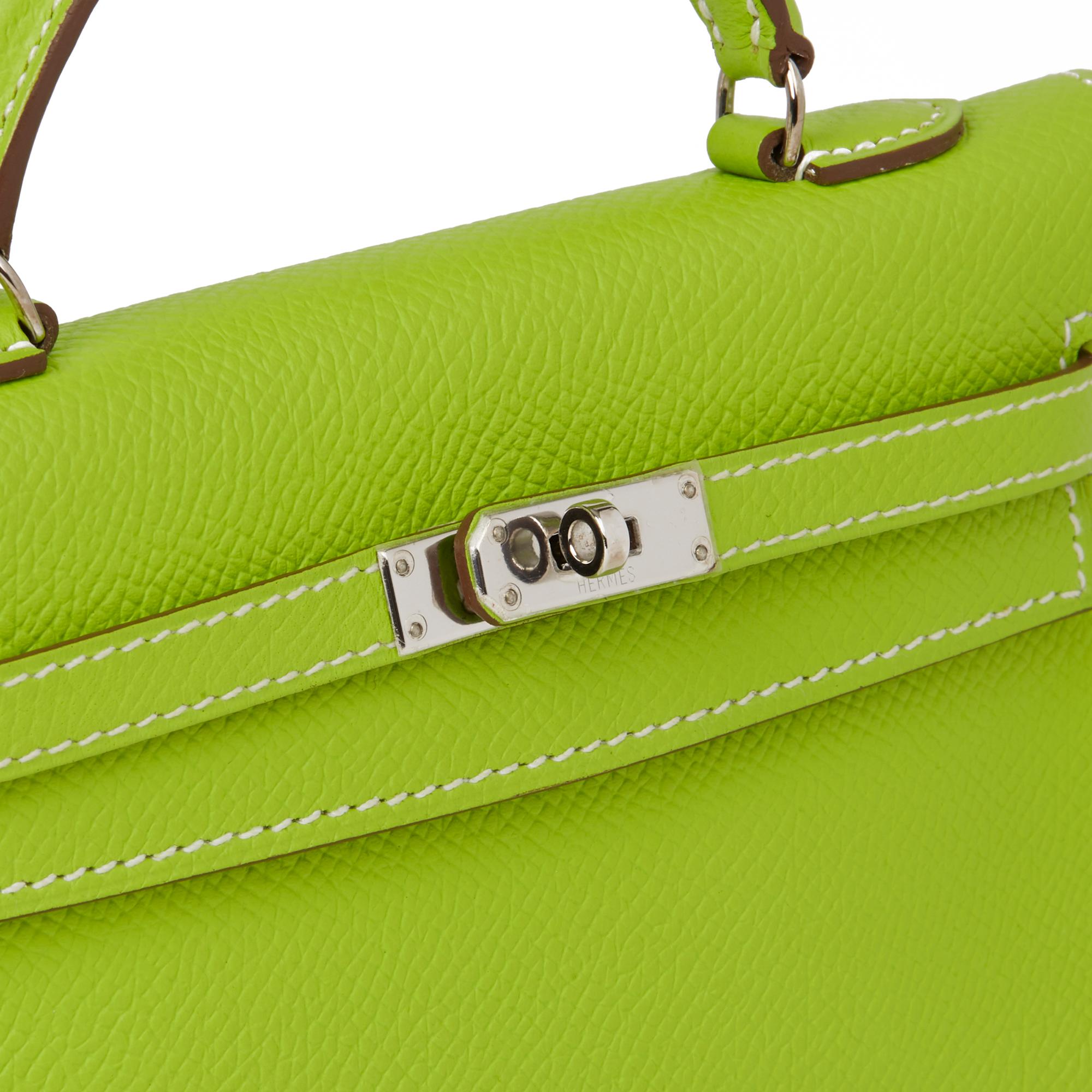 2011 Hermès Kiwi Epsom Leather Candy Collection Kelly Tiny In Excellent Condition In Bishop's Stortford, Hertfordshire