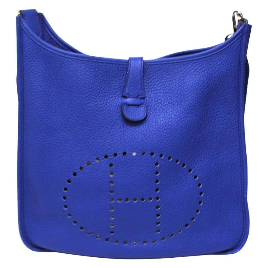 2011 Hermès Leather Blue Evelyne Bag at 1stDibs