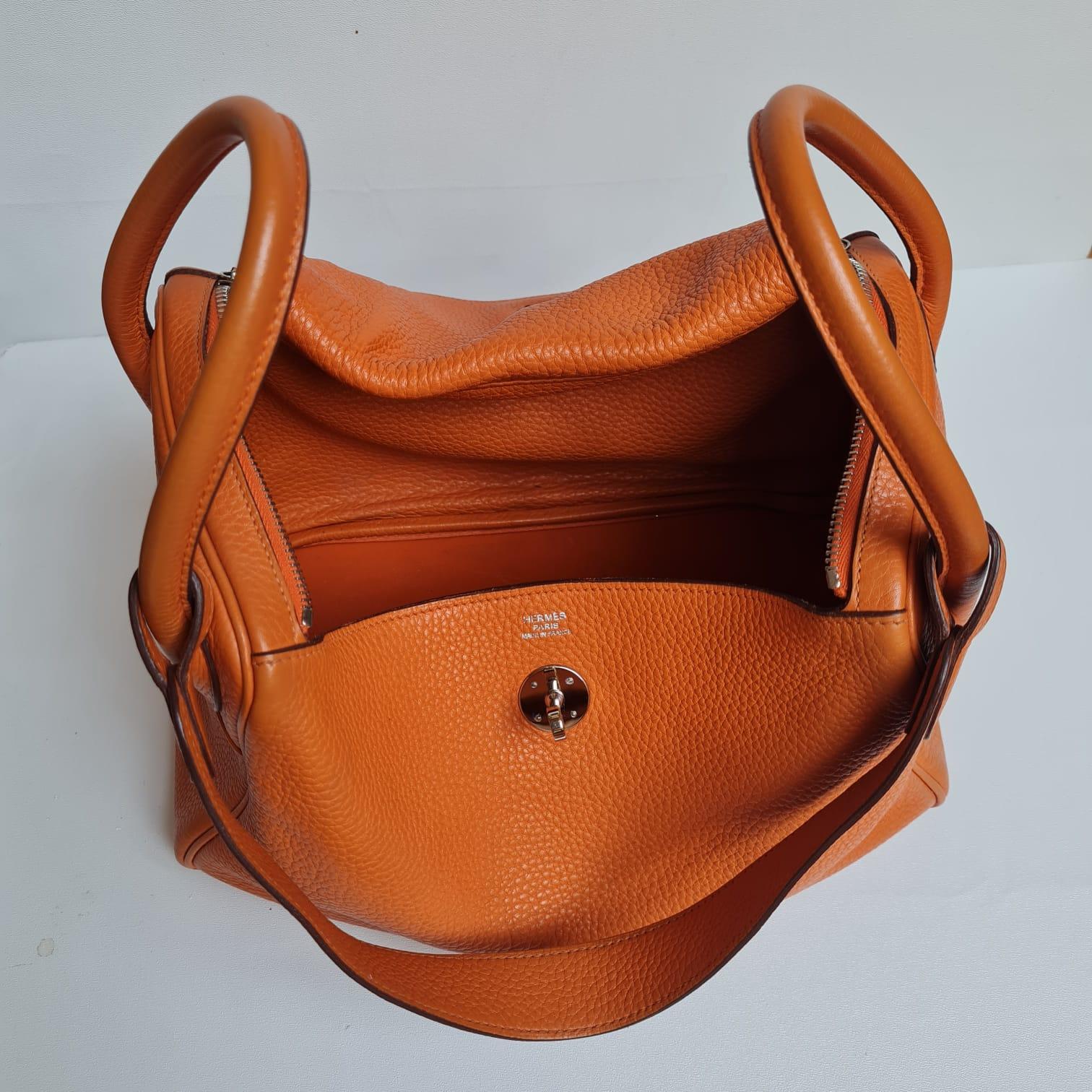 2011 Hermes Orange Clemence Leather Lindy 30 Bag 8