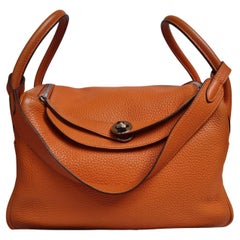 2011 Hermes Orange Clemence Leather Lindy 30 Bag