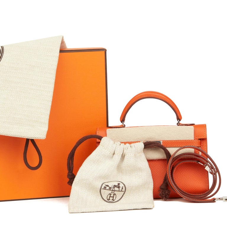 RARE Hermes Micro Tiny Kelly Orange Epsom Leather bag Collectable 14.5 cm