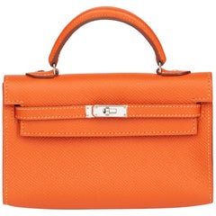 2011 Hermès Orange H Epsom Leather Kelly Tiny