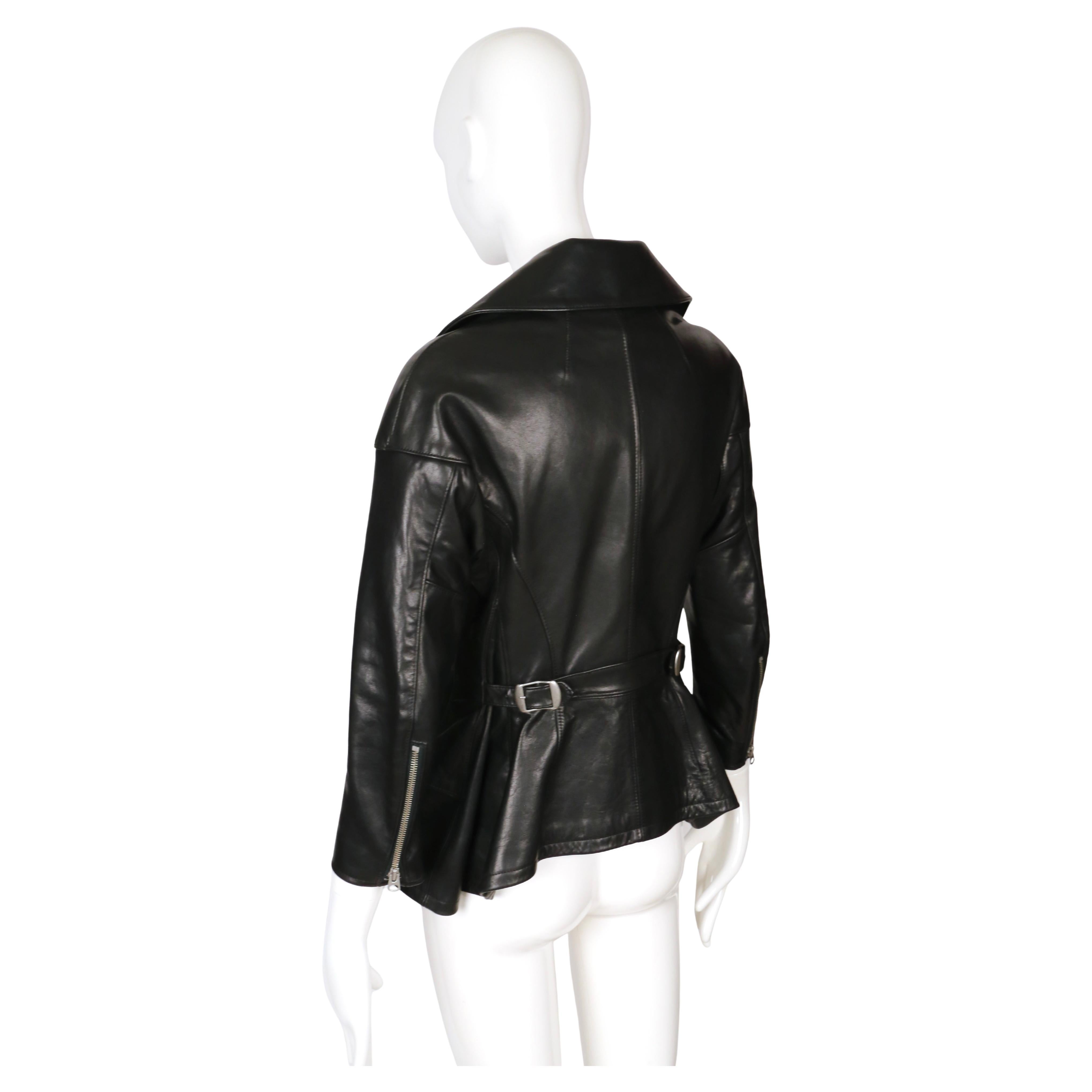 2011 JUNYA WATANabe giacca RUNWAY in pelle nera con peplum in vendita 5