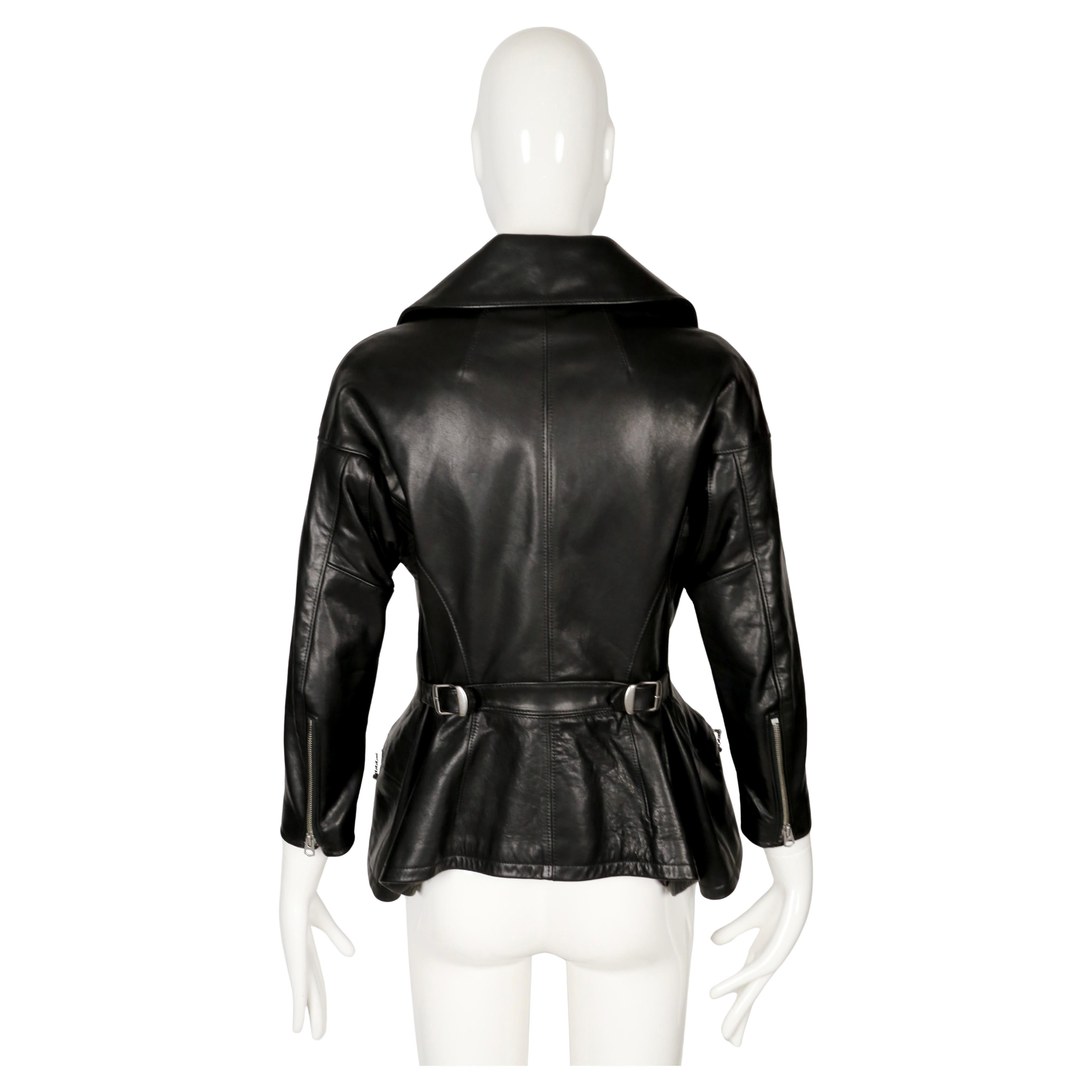 2011 JUNYA WATANabe giacca RUNWAY in pelle nera con peplum in vendita 6