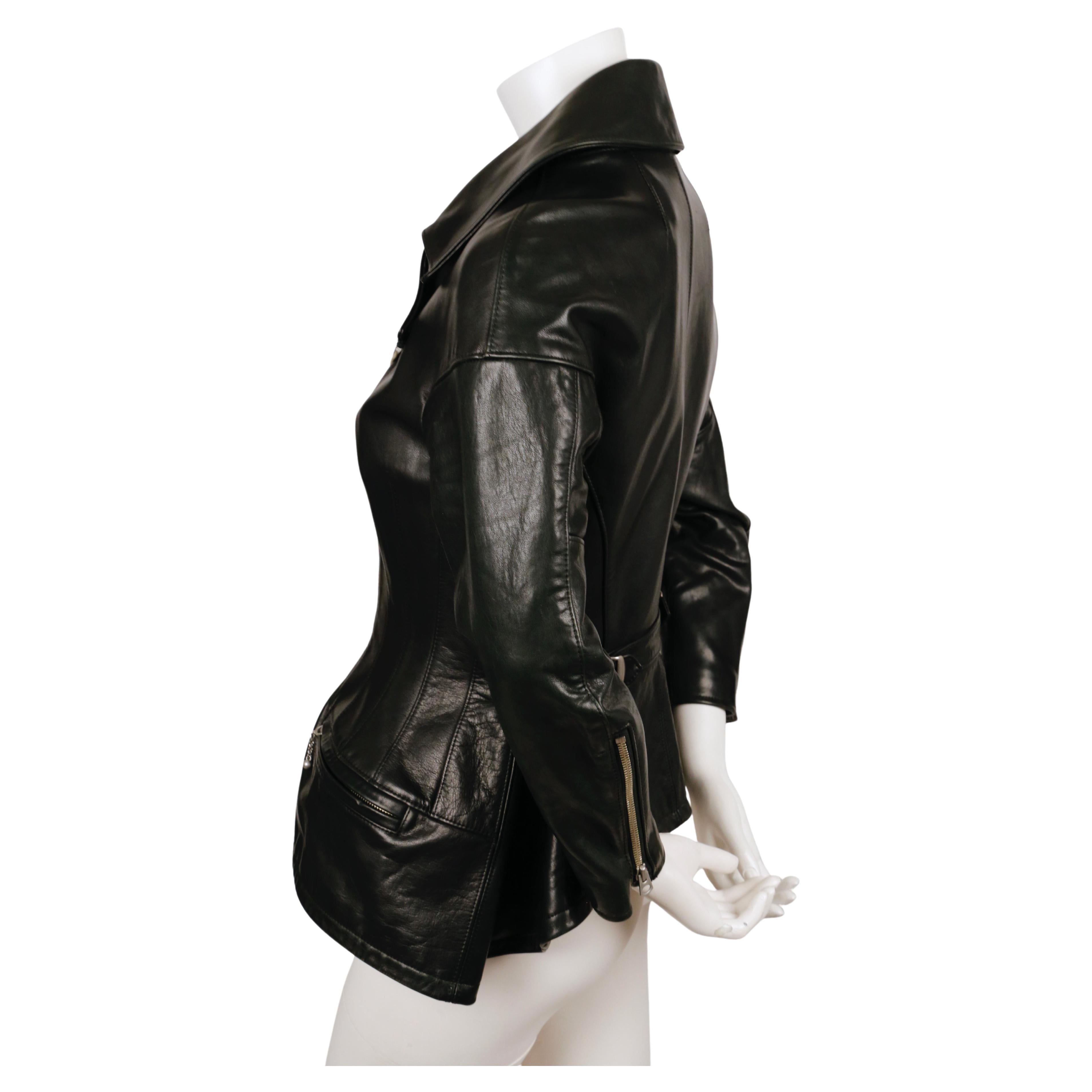 2011 JUNYA WATANABE black leather RUNWAY jacket with peplum In Good Condition For Sale In San Fransisco, CA