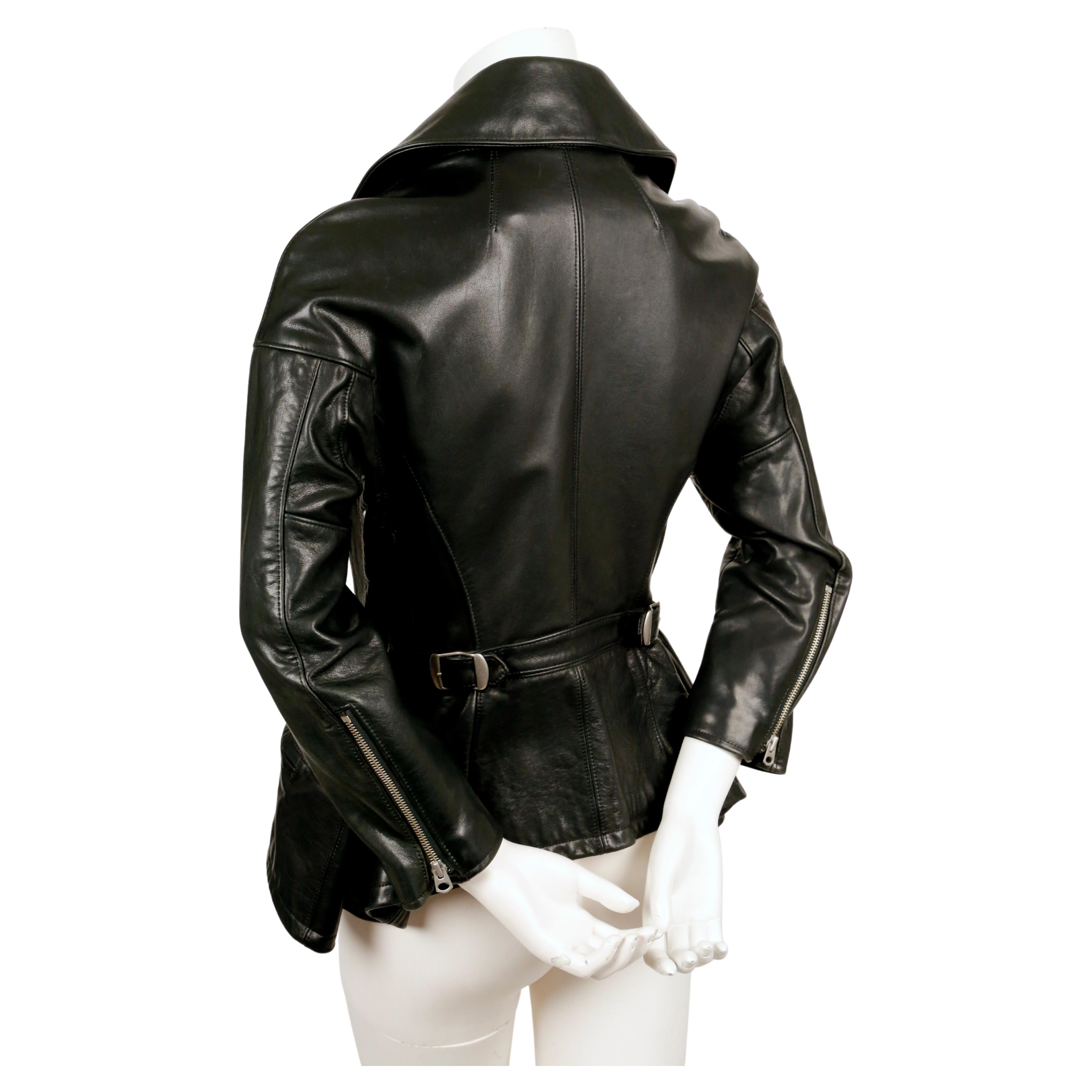 Women's or Men's 2011 JUNYA WATANABE black leather RUNWAY jacket with peplum For Sale
