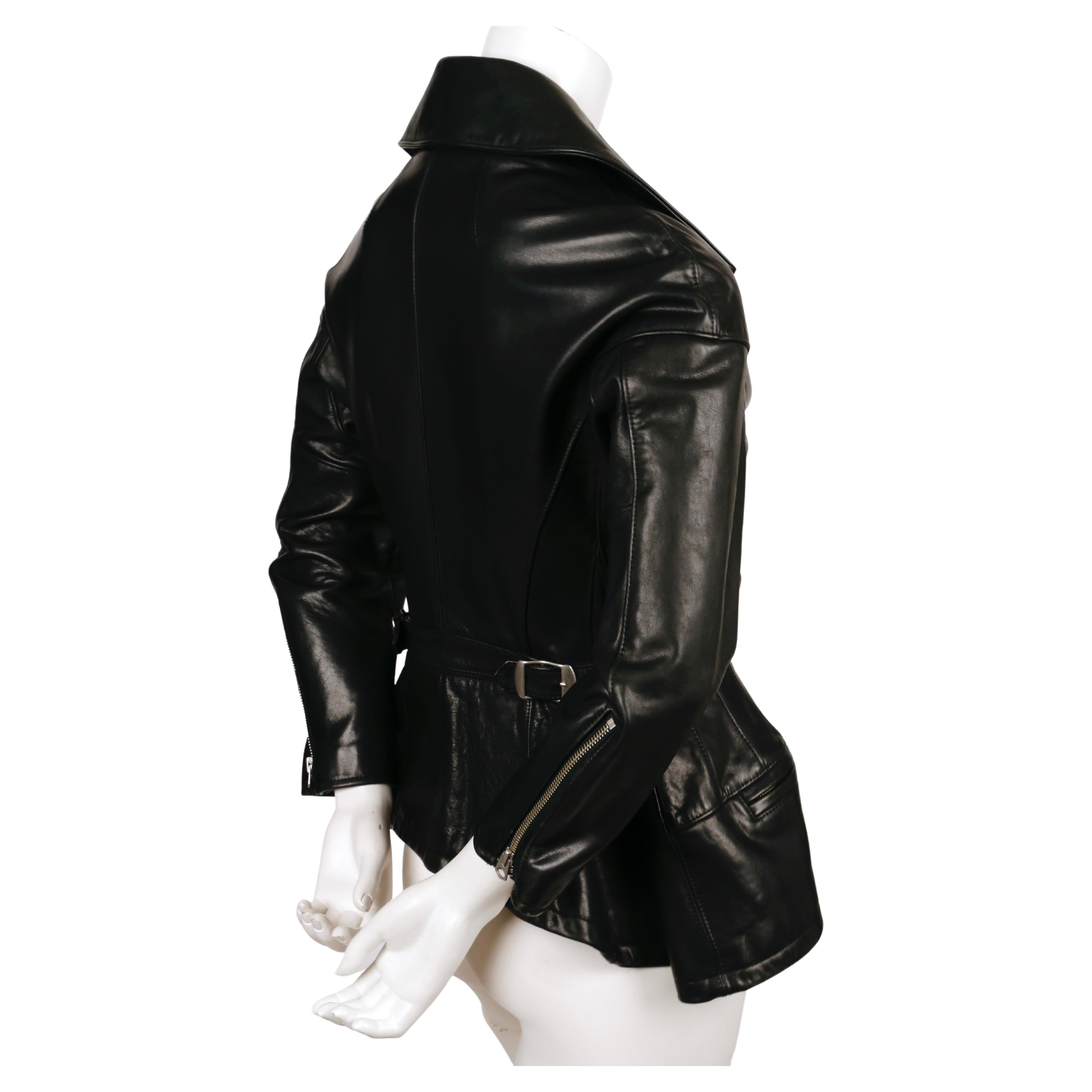 2011 JUNYA WATANABE black leather RUNWAY jacket with peplum For Sale 1
