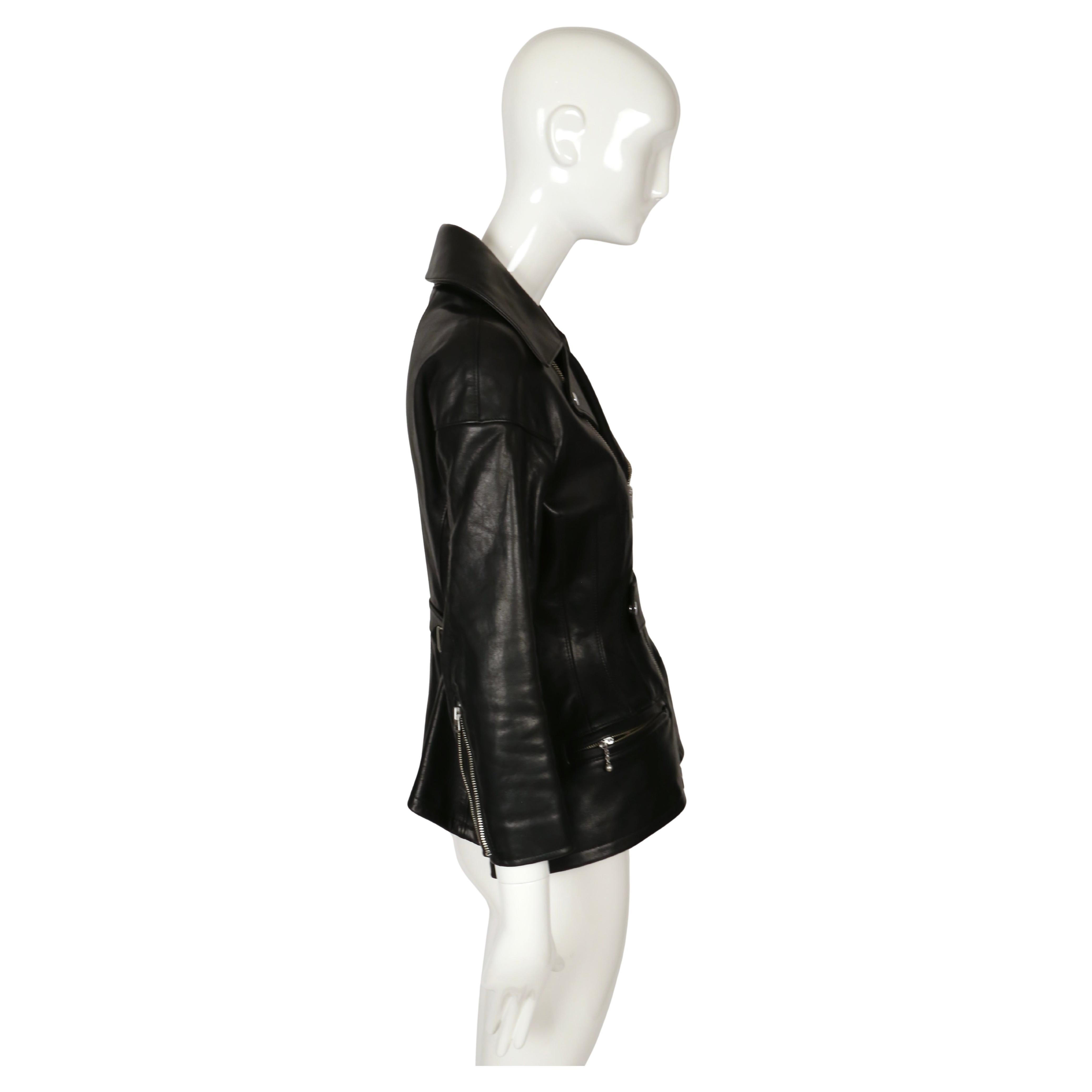 2011 JUNYA WATANabe giacca RUNWAY in pelle nera con peplum in vendita 1