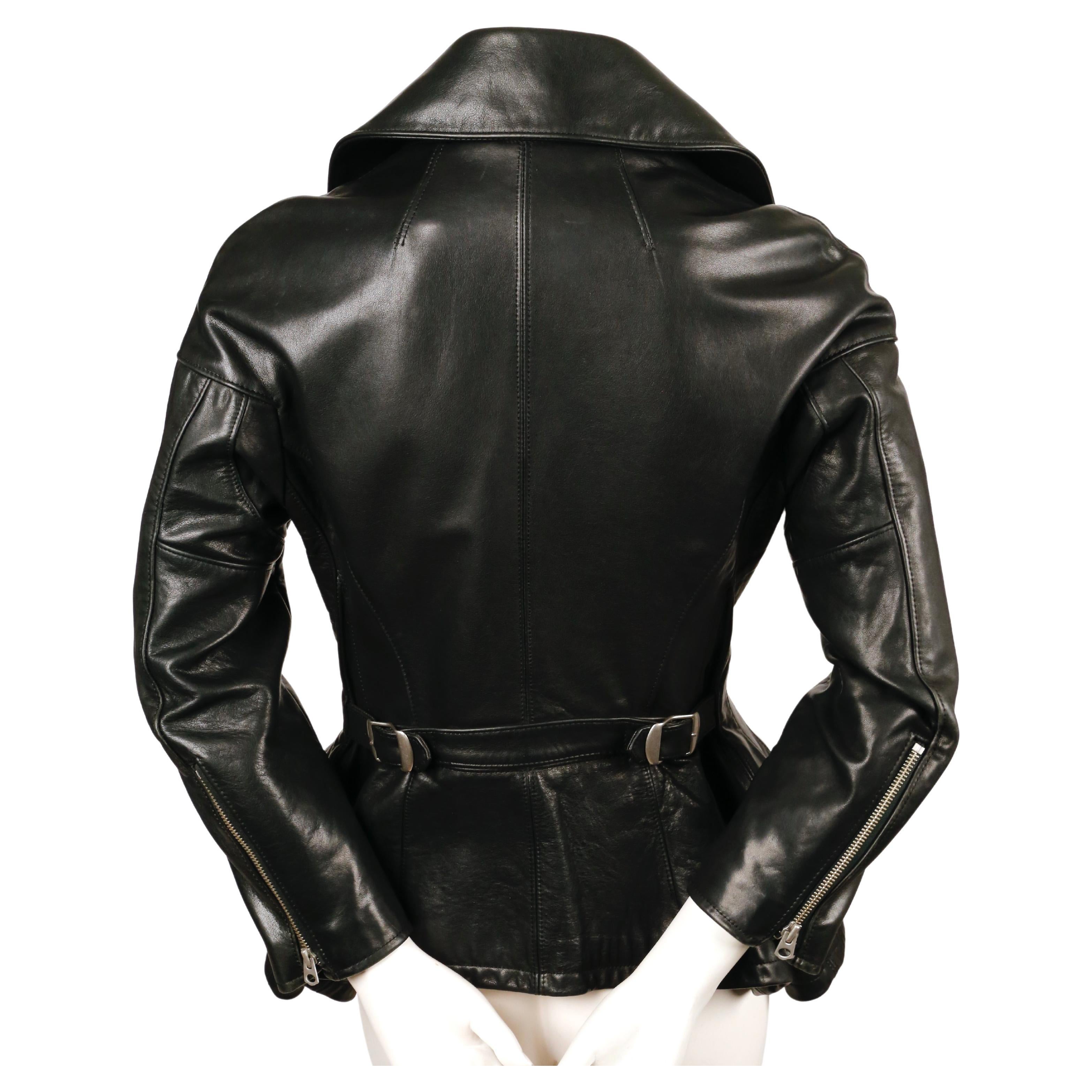 2011 JUNYA WATANABE black leather RUNWAY jacket with peplum For Sale 2