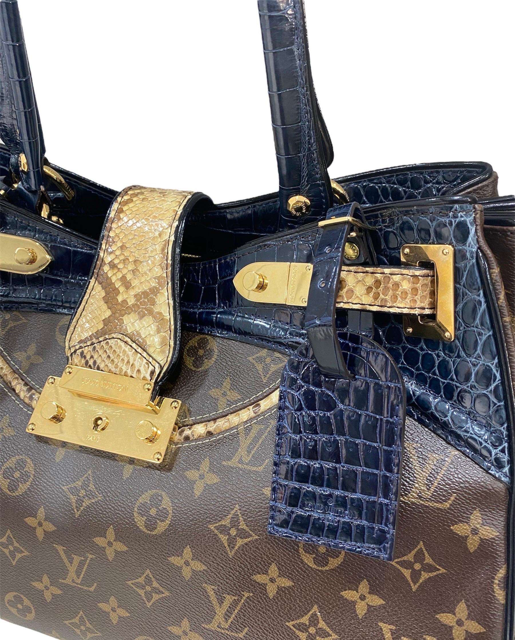 Women's 2011 Louis Vuitton Monogramissime Alligar & Piton Top Handle Bag For Sale