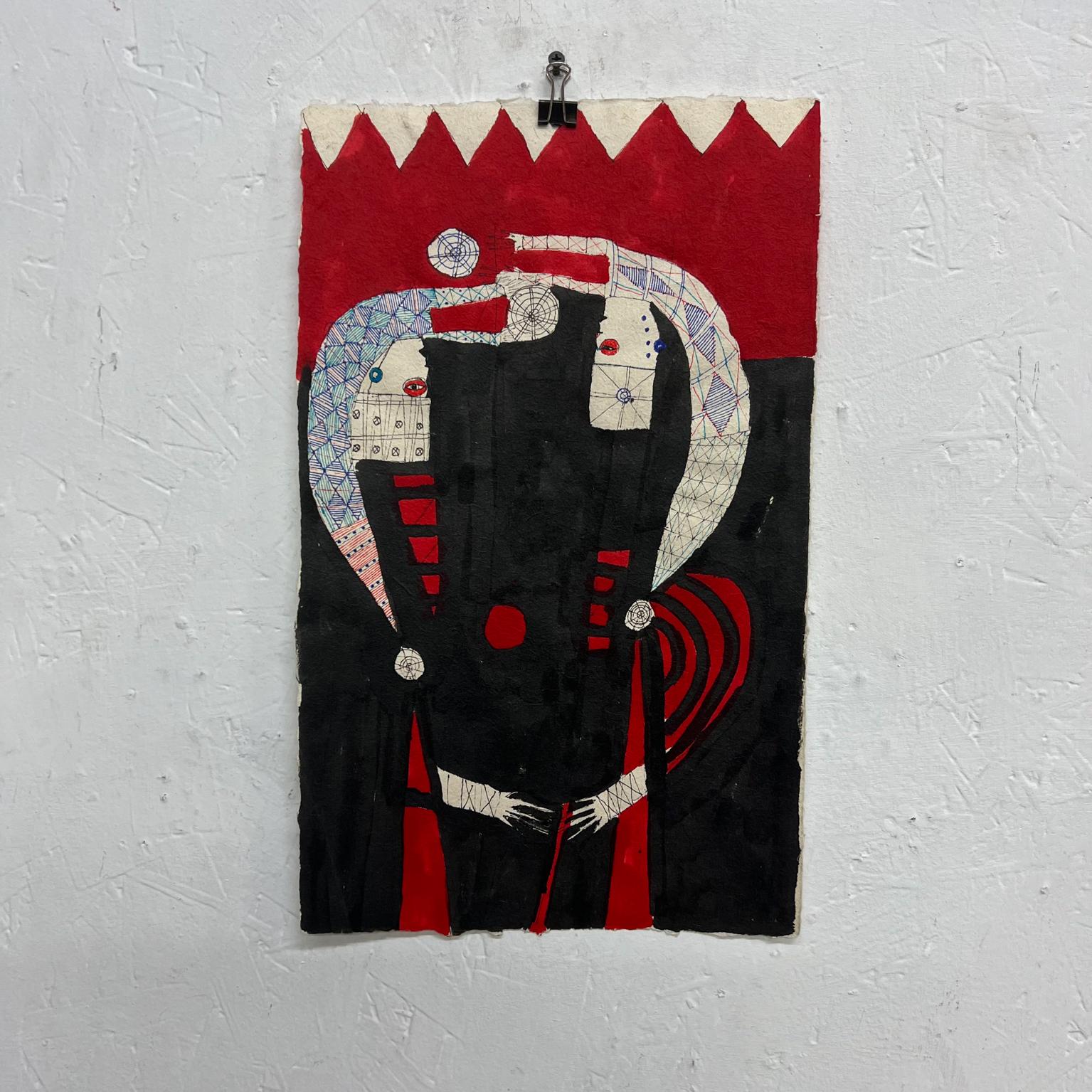 2011 Original Modern Art Oaxaca black & red ink drawing 3 custom paper Mexico.

Black and red ink on paper drawing 3, original Art, signed. Custom made paper. Oaxacan artist.

10 x 16.5

Artist signed. Inspiration Sergio Hernandez. 
Original