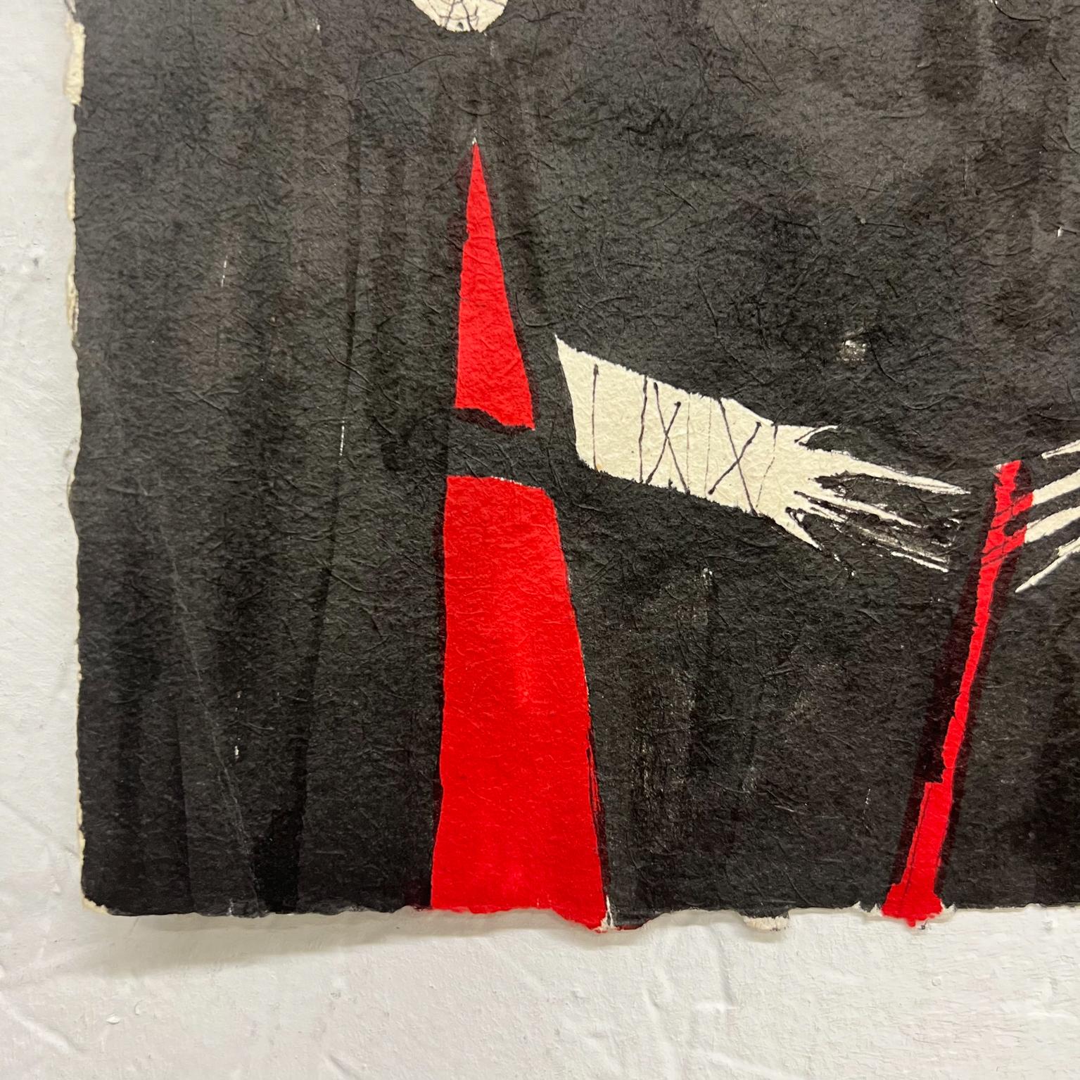 2011 Original Moderne Kunst Schwarz-Rote Tinte Zeichnung Maßgefertigtes Papier Oaxaca, Mexiko im Angebot 3