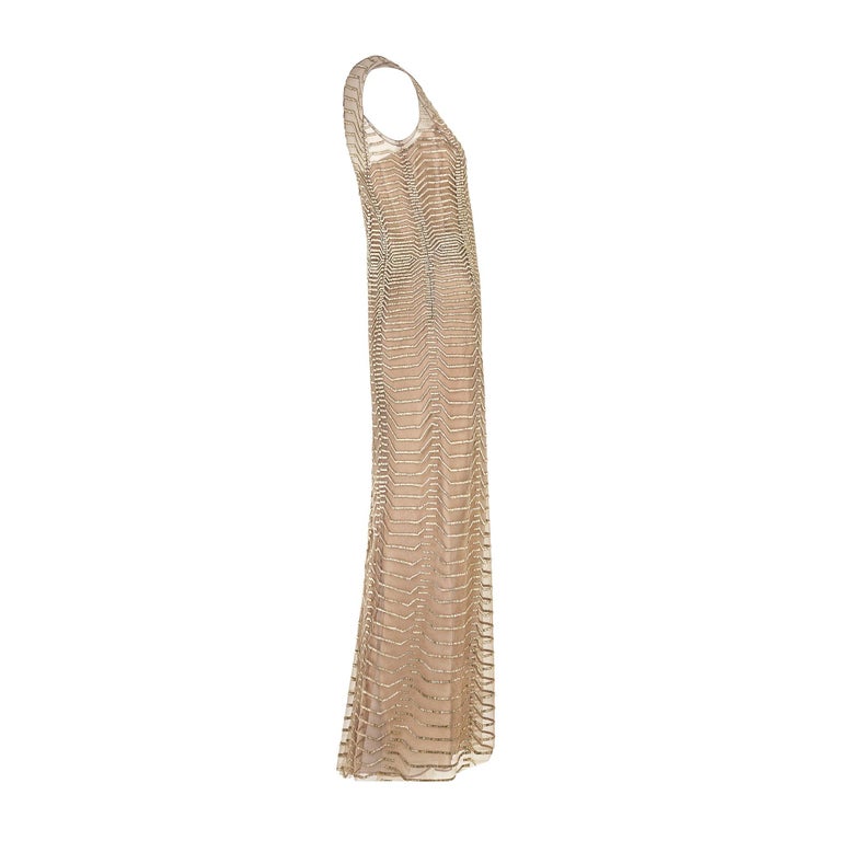 2011 Oscar De La Renta Runway Sheer Mocha All-Over Beaded Maxi-Dress For Sale at 1stDibs 2011 Oscar De La Renta Runway Sheer Mocha All-Over Beaded Maxi-Dress For Sale at 1stDibs