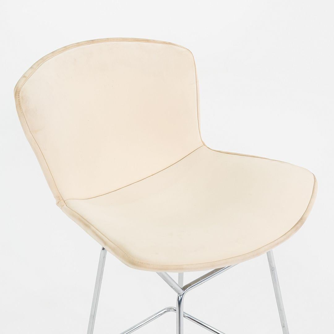 2011 Pair of Harry Bertoia for Knoll Chrome Counter Stools w/ Ivory Fabric Pads For Sale 4