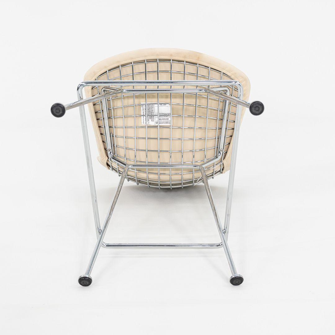 2011 Pair of Harry Bertoia for Knoll Chrome Counter Stools w/ Ivory Fabric Pads For Sale 2